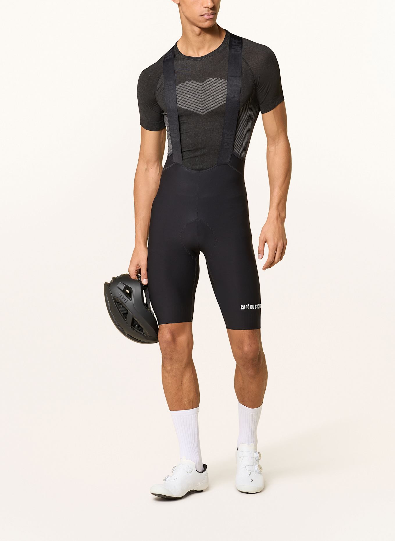 CAFÉ DU CYCLISTE Cycling shorts with straps and padded insert MARINETTE: BLACK