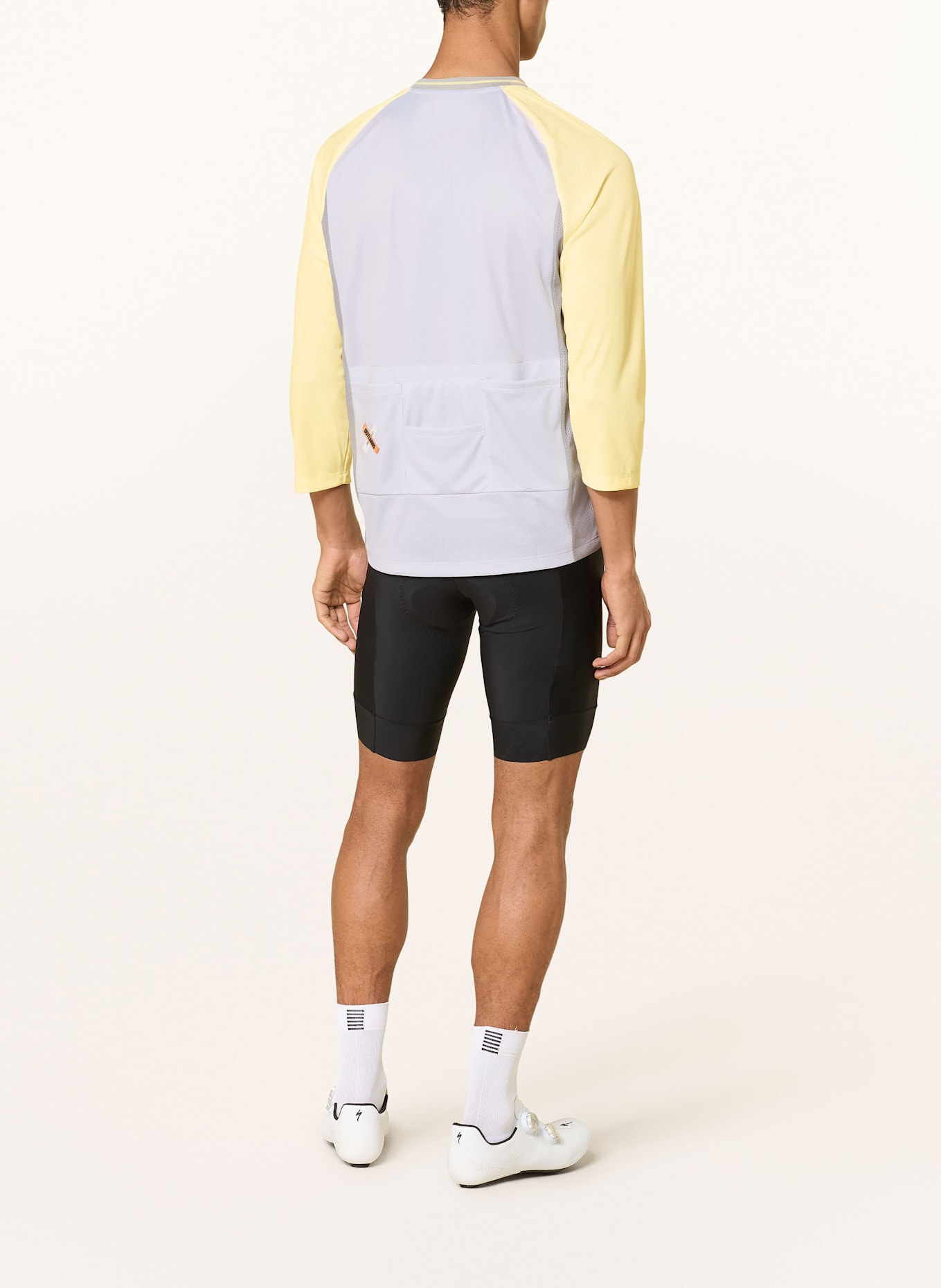 CAFÉ DU CYCLISTE Cyklistické tričko BARBARA: SVĚTLE ŠEDÁ / ŽLUTÁ / ČERNOŠEDÁ