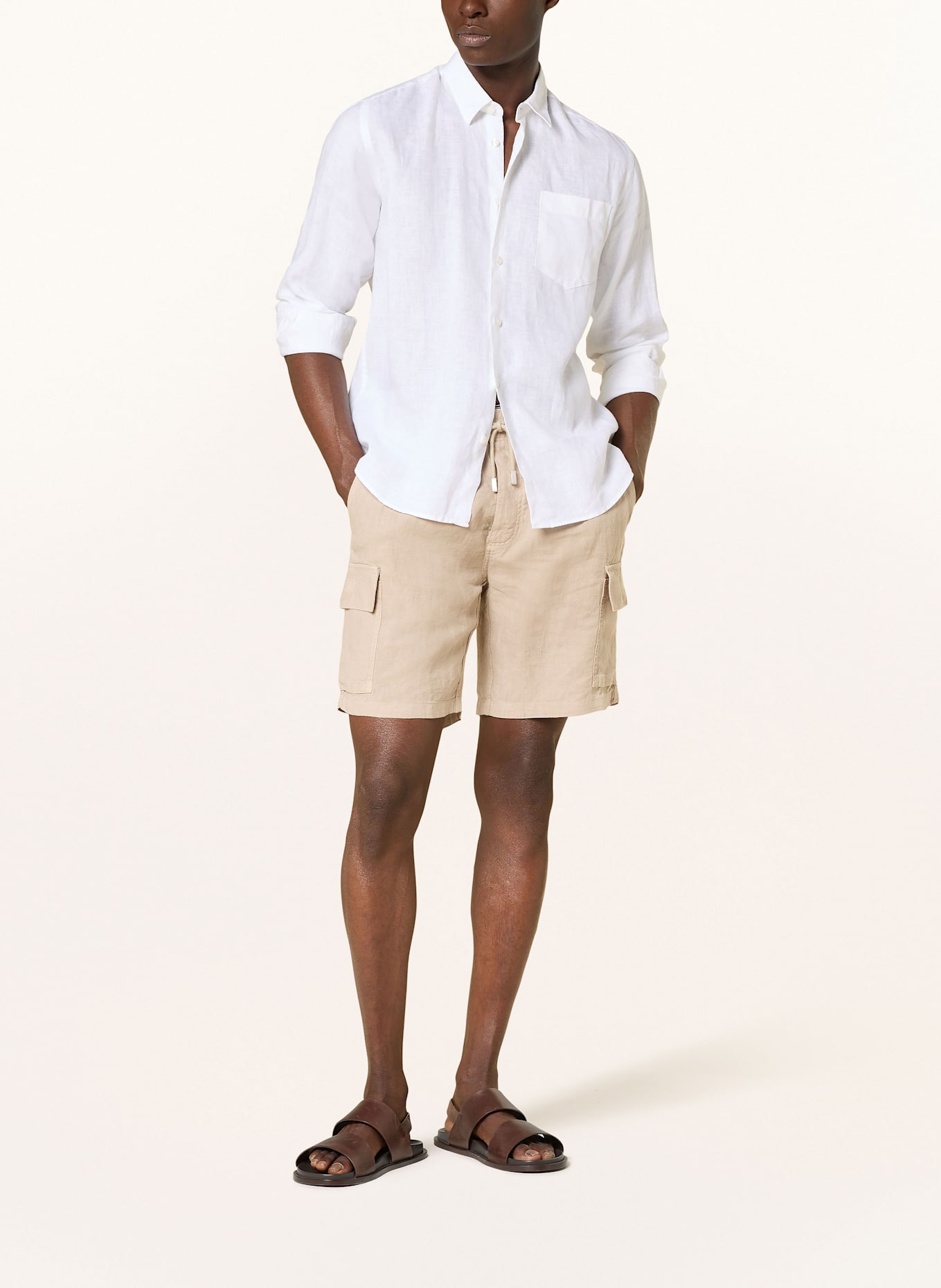 VILEBREQUIN Cargoshorts THALASSA aus Leinen: BEIGE