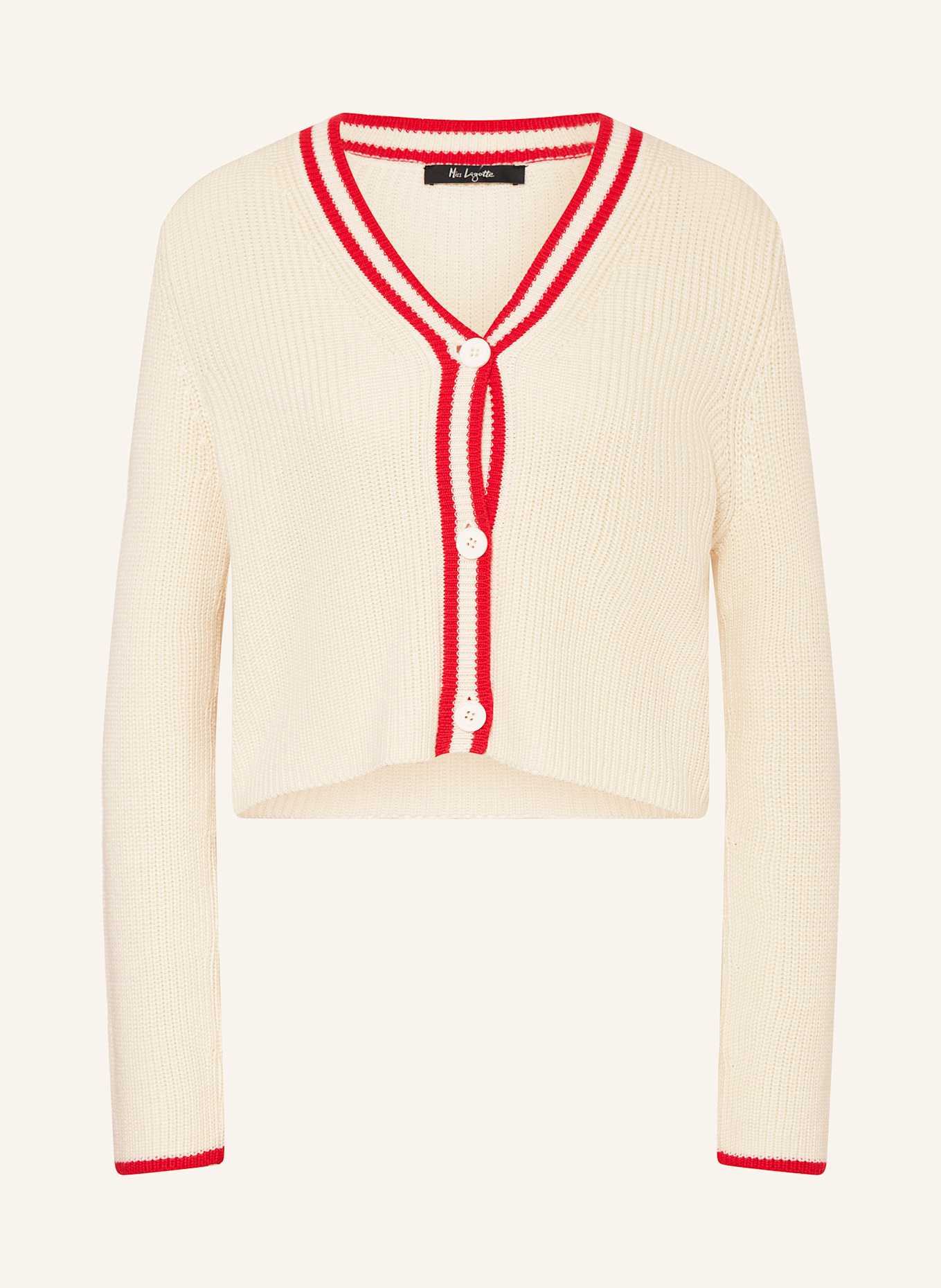 Miss Lagotte Cardigan: ECRU / RED