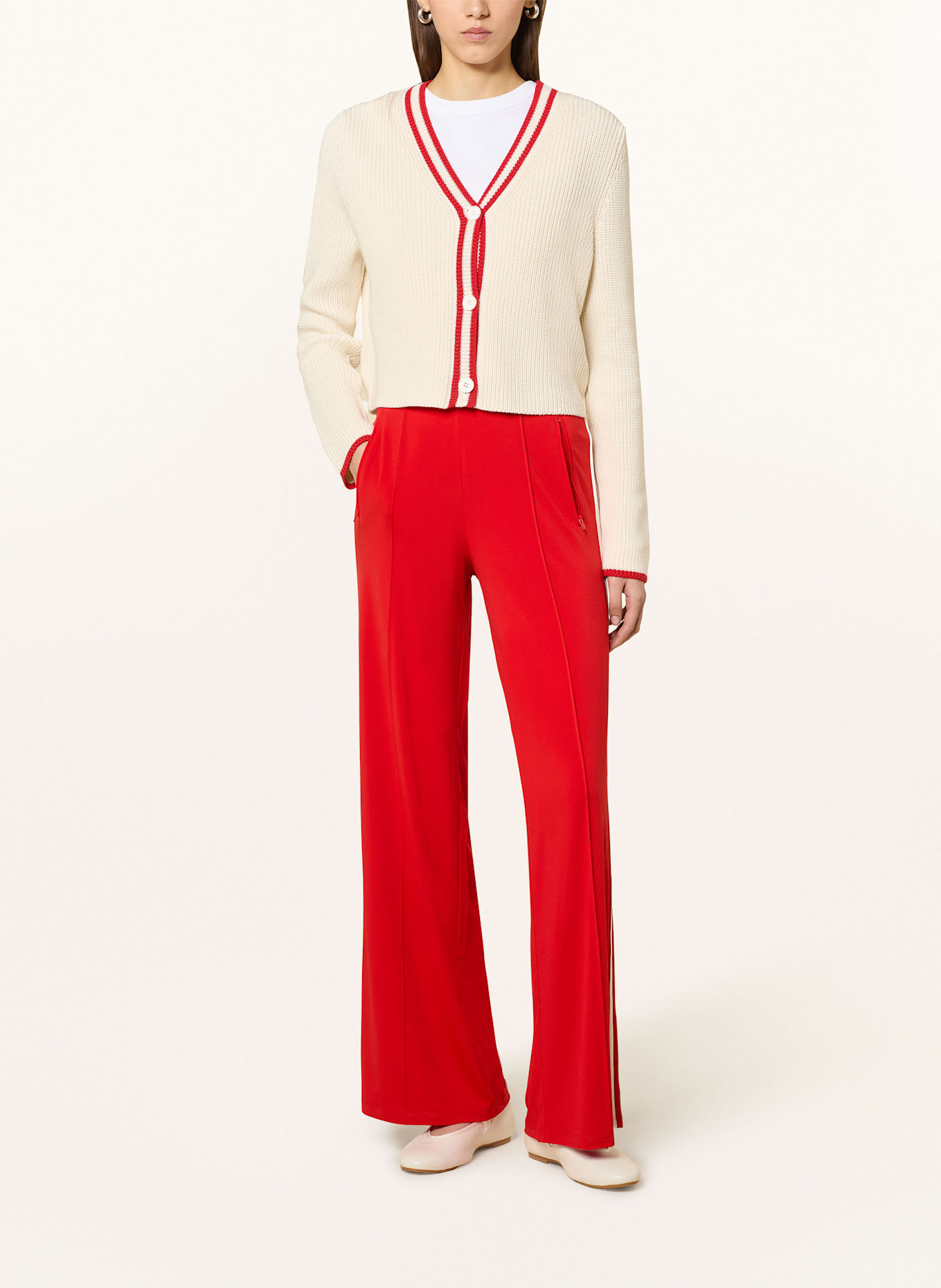 Miss Lagotte Cardigan: ECRU / RED