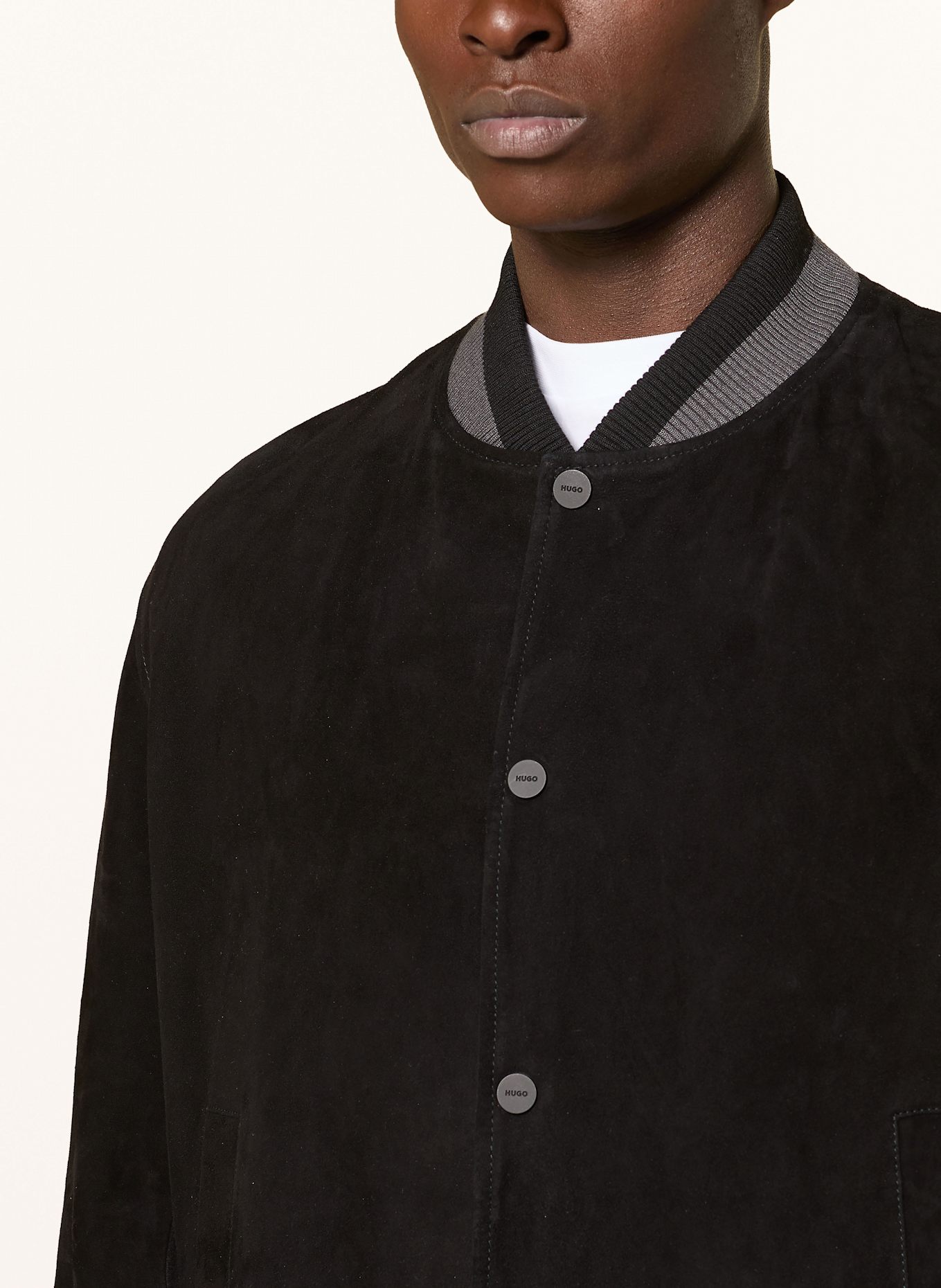 HUGO Lederjacke LEDAM: SCHWARZ