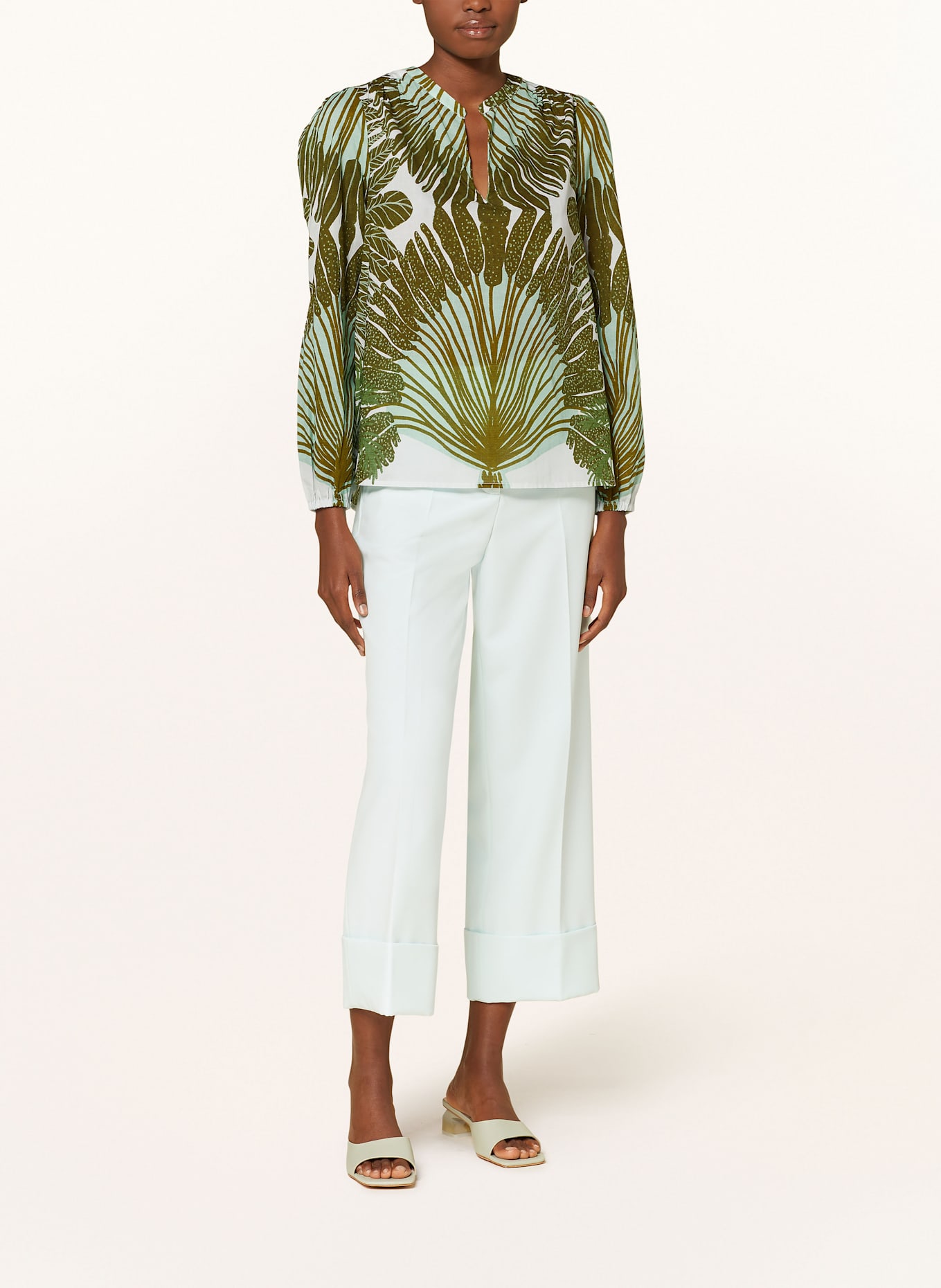 CATNOIR Blusenshirt: OLIV / WEISS