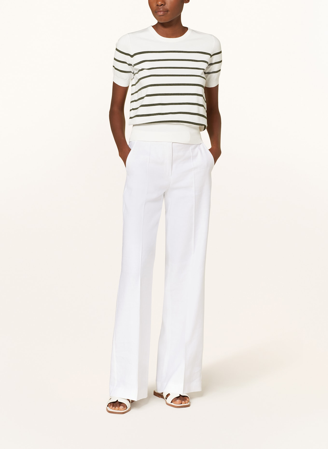 CATNOIR Strickshirt: WEISS / OLIV