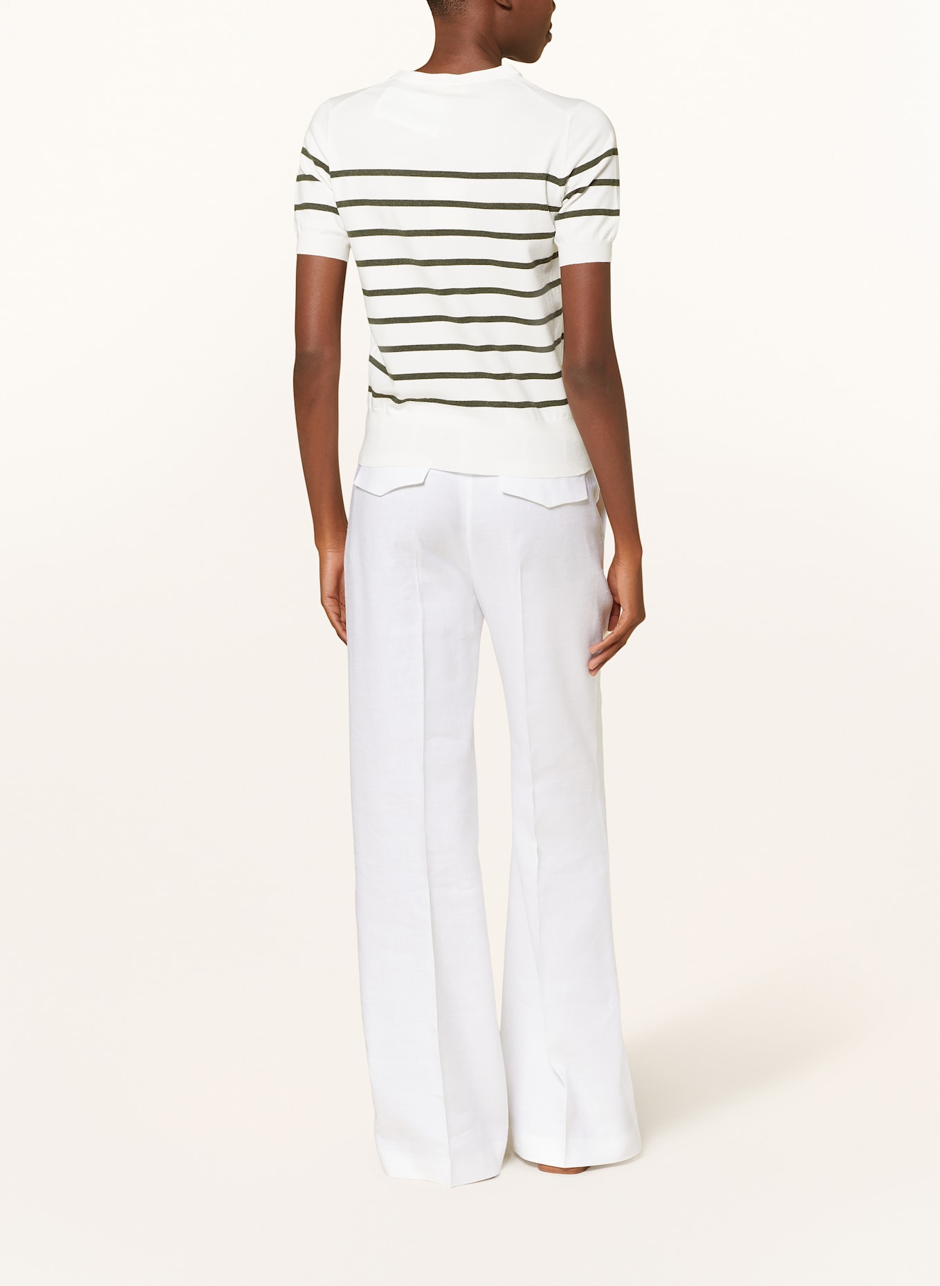 CATNOIR Strickshirt: WEISS / OLIV