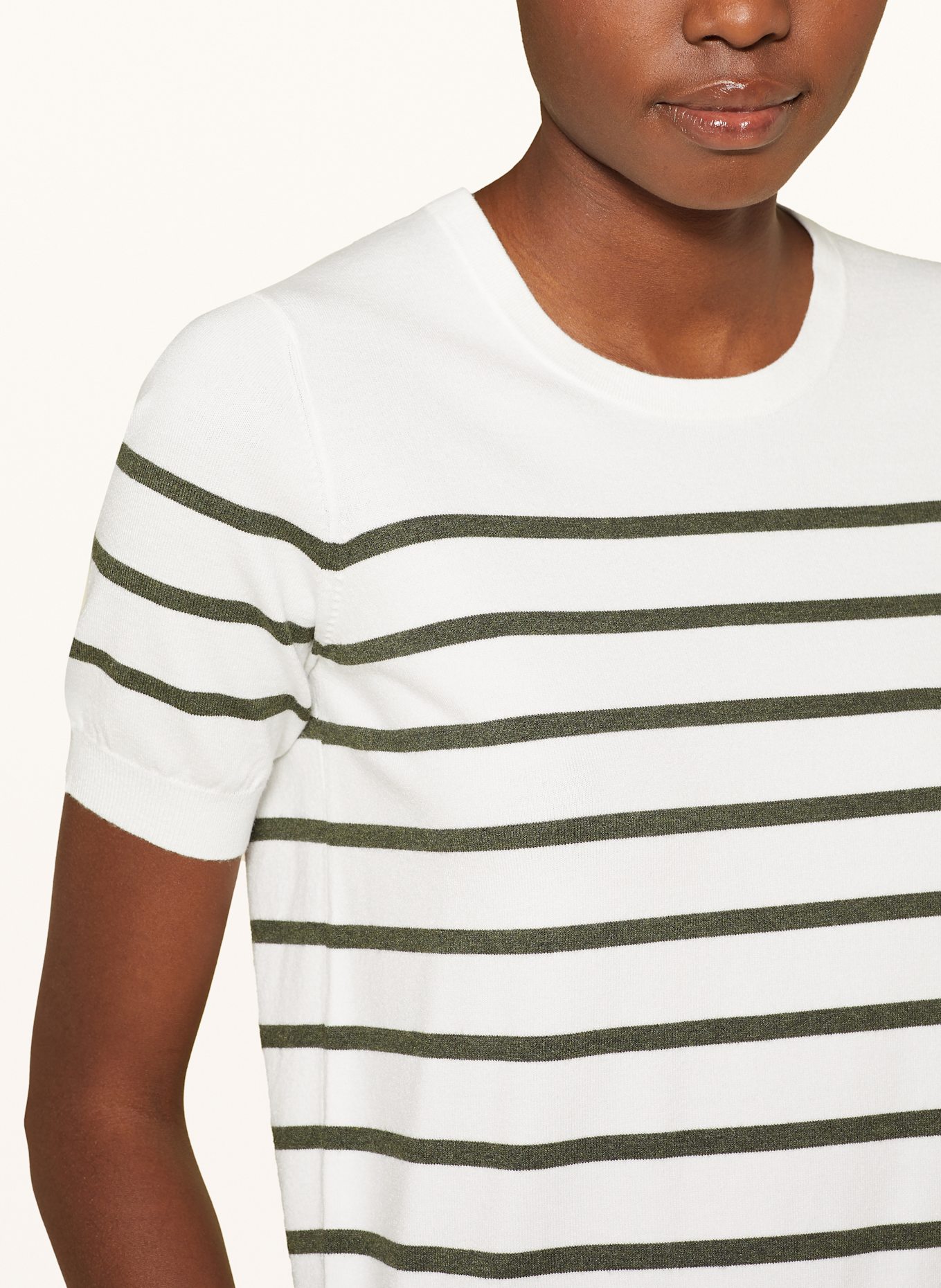 CATNOIR Strickshirt: WEISS / OLIV