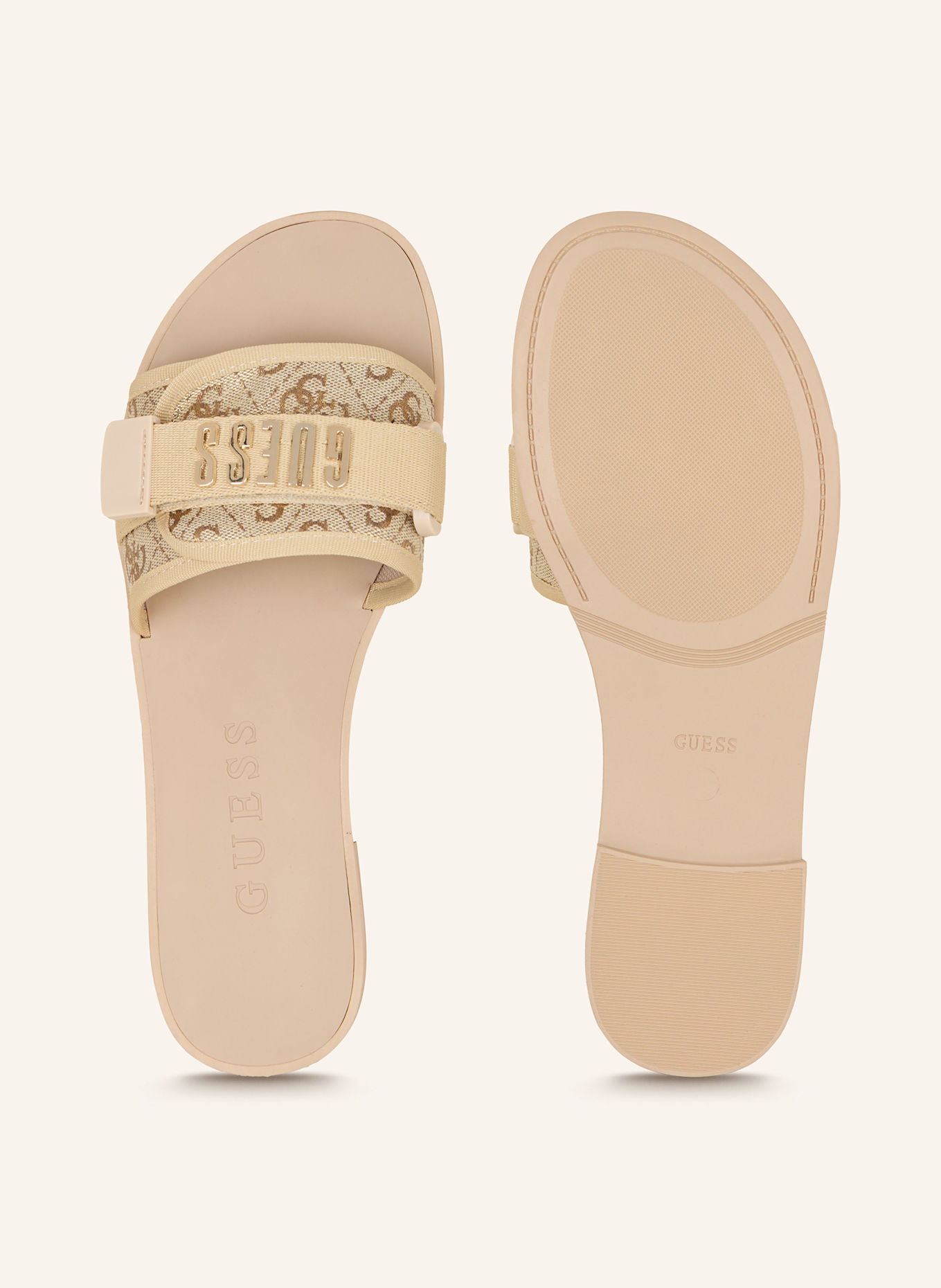 GUESS Pantoletten ELYZE4: CREME/ HELLBRAUN