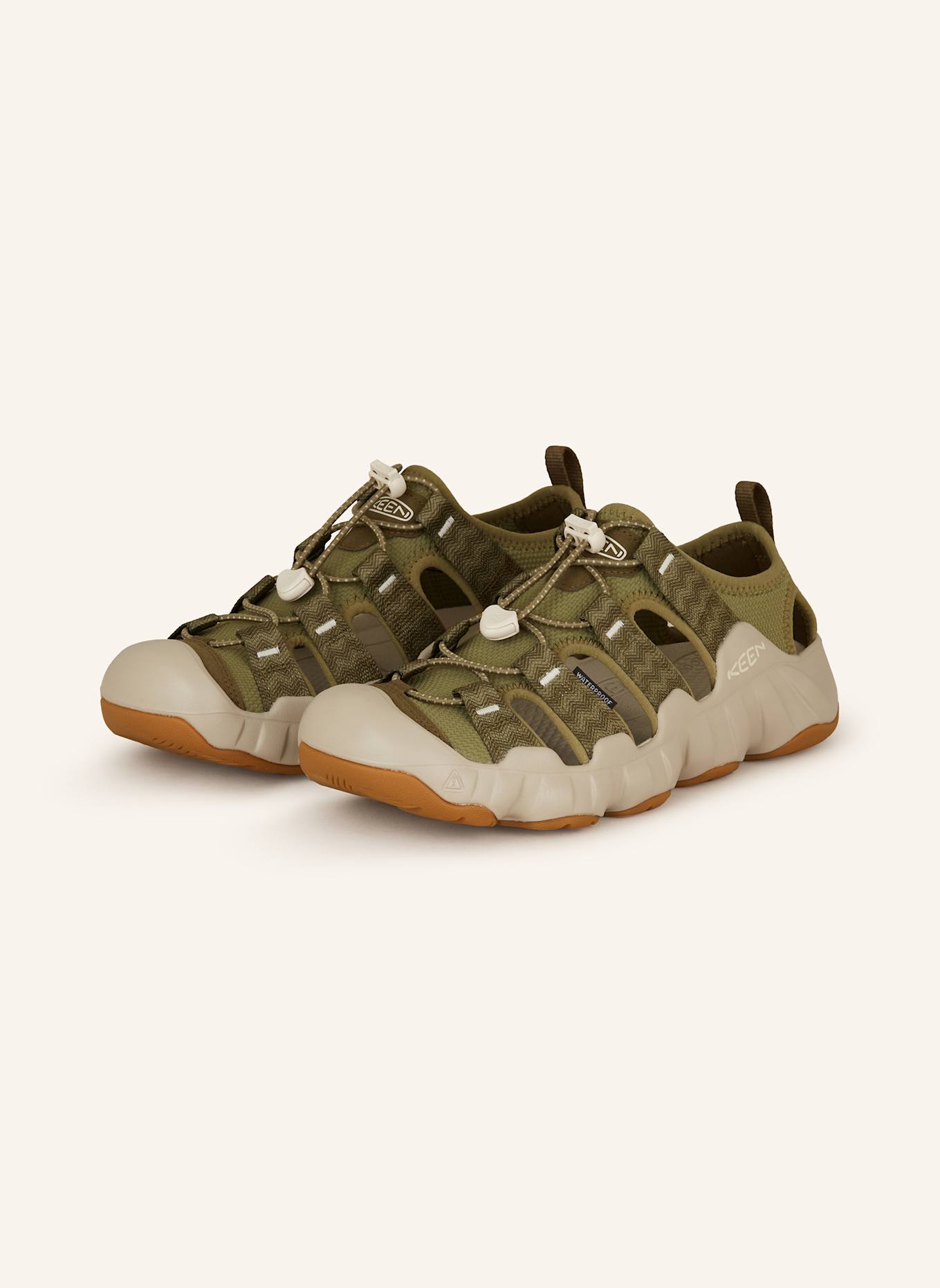 KEEN HYPERPORT H2 trekking sandals: GREEN / TAUPE