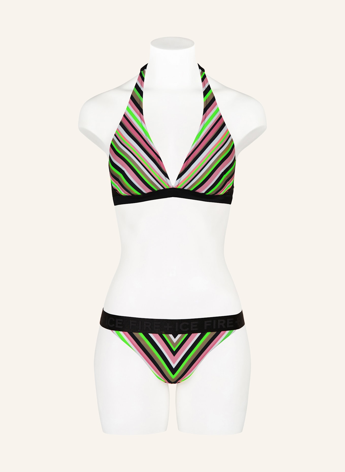 FIRE+ICE Basic-Bikini-Hose JUDIT3: ROSA / SCHWARZ / NEONGRÜN