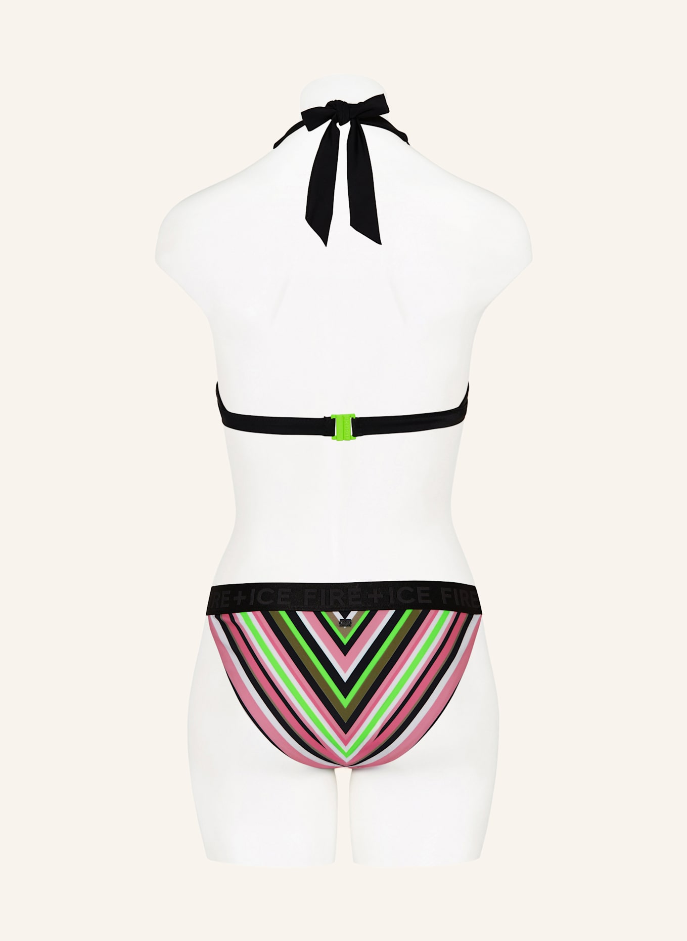 FIRE+ICE Basic-Bikini-Hose JUDIT3: ROSA / SCHWARZ / NEONGRÜN