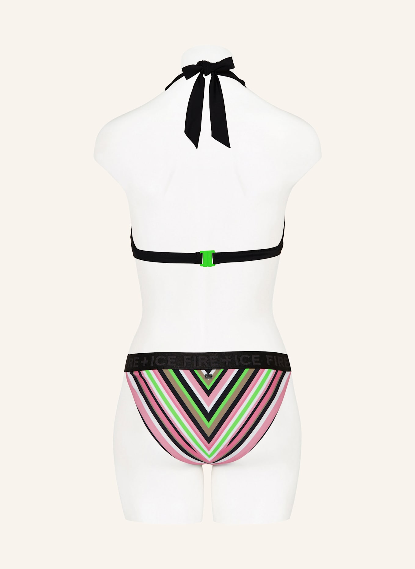 FIRE+ICE Neckholder-Bikini-Top JASMIN2: ROSA/ SCHWARZ/ NEONGRÜN