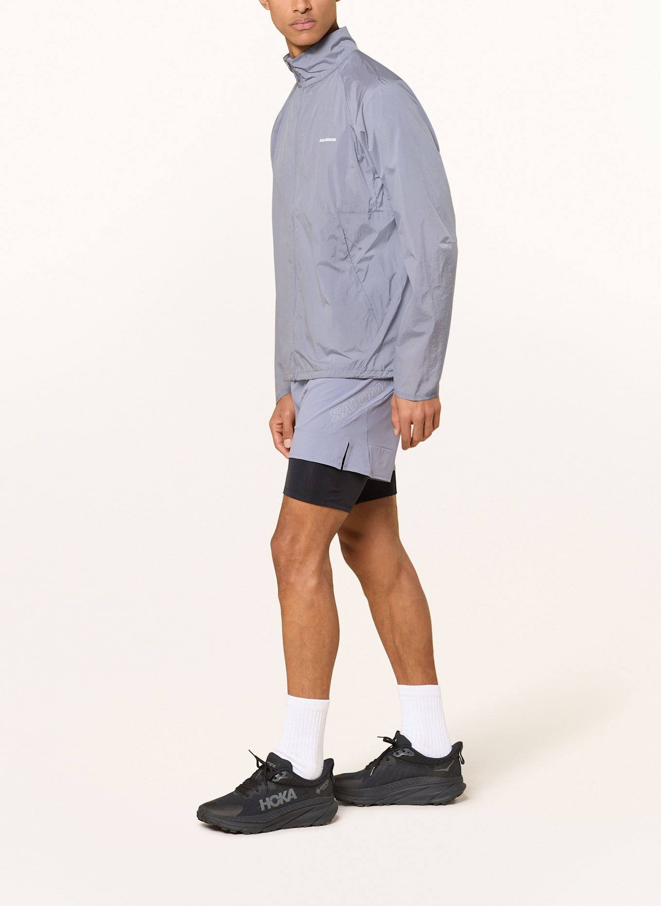 SALOMON 2-in-1-Laufshorts SENSE AERO: BLAUGRAU/ SCHWARZ