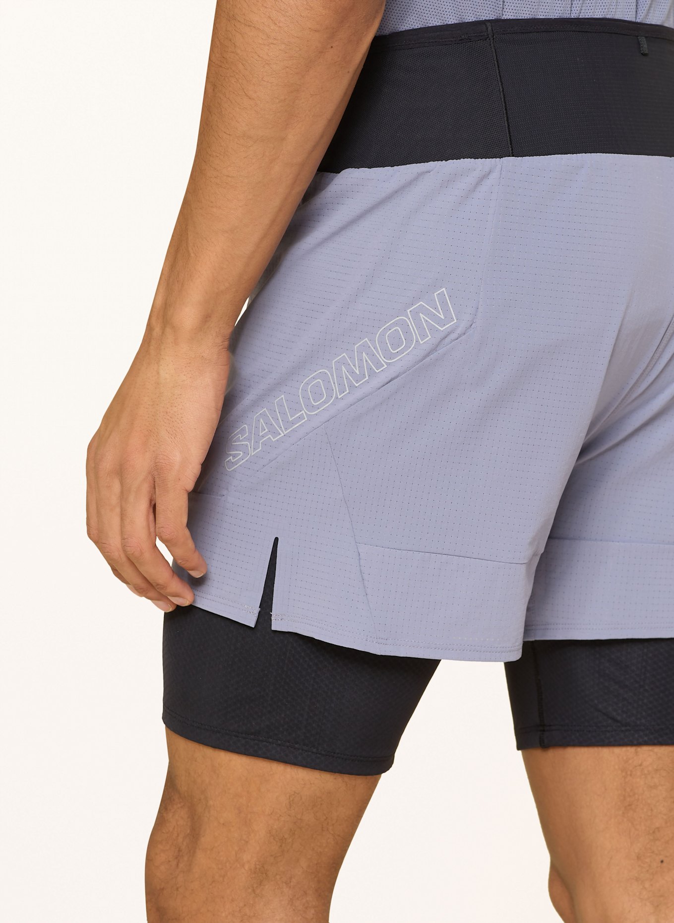 SALOMON 2-in-1-Laufshorts SENSE AERO: BLAUGRAU/ SCHWARZ
