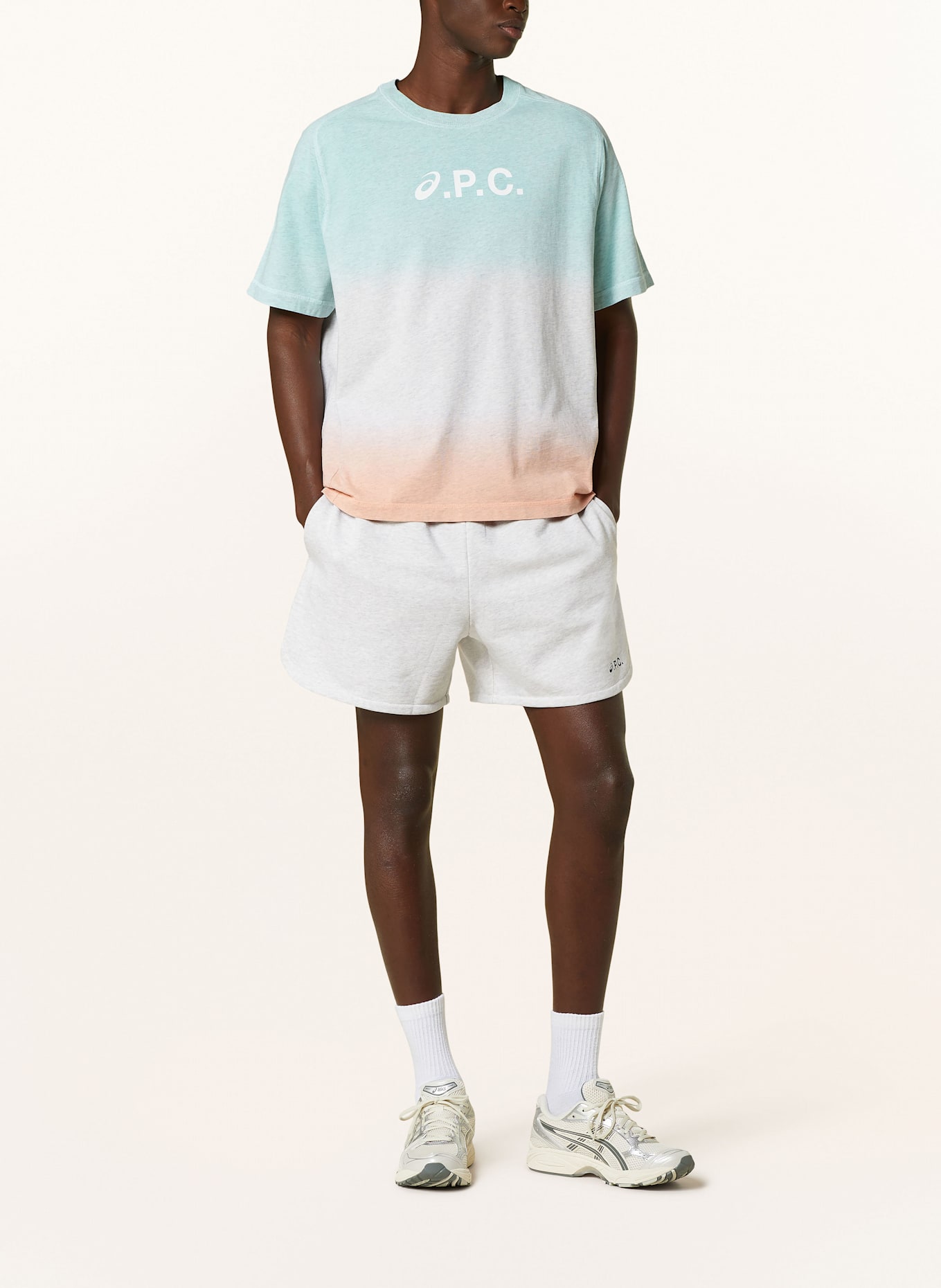 A.P.C. T-Shirt: TÜRKIS / ORANGE