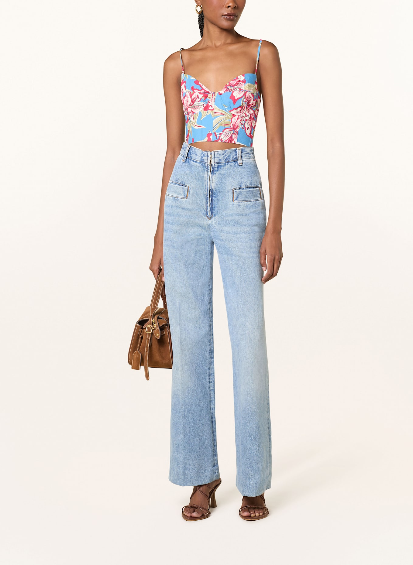 POLO RALPH LAUREN Cropped-Top: BLAU / NEONROT / WEISS