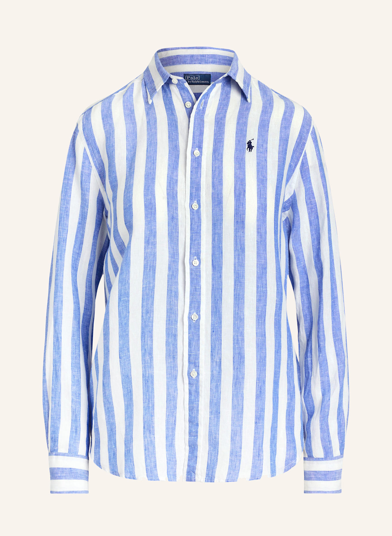POLO RALPH LAUREN Hemdbluse aus Leinen: WEISS / BLAU