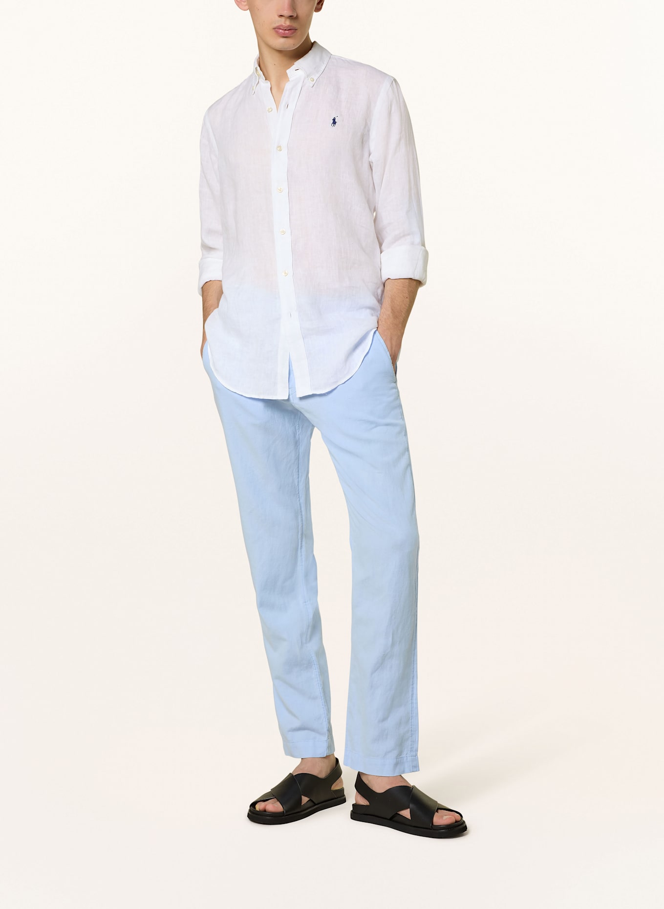 POLO RALPH LAUREN Chino Straight Fit mit Leinen: HELLBLAU