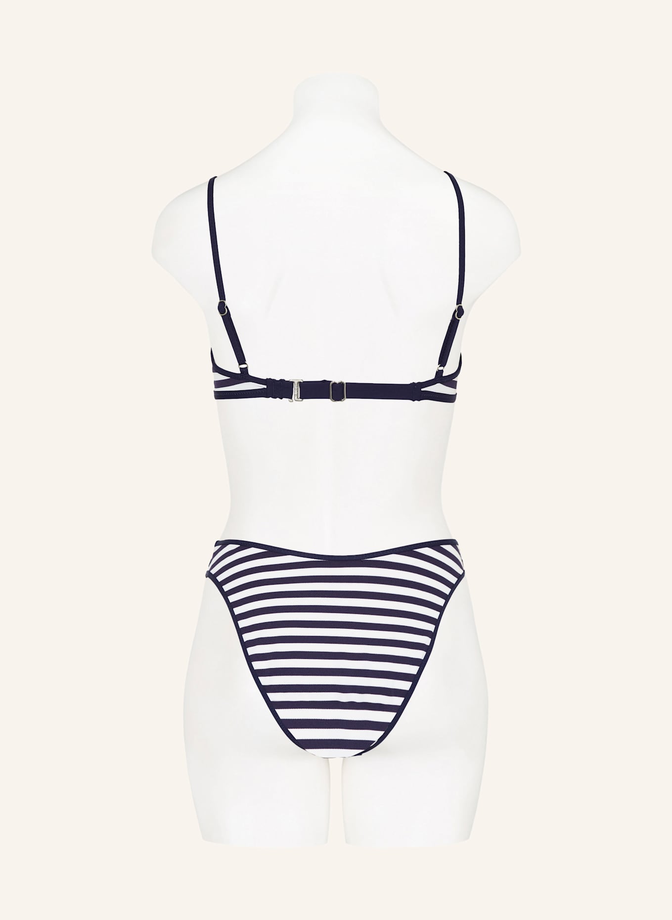POLO RALPH LAUREN Basic-Bikini-Hose PIQUE STRIPE: DUNKELBLAU / WEISS