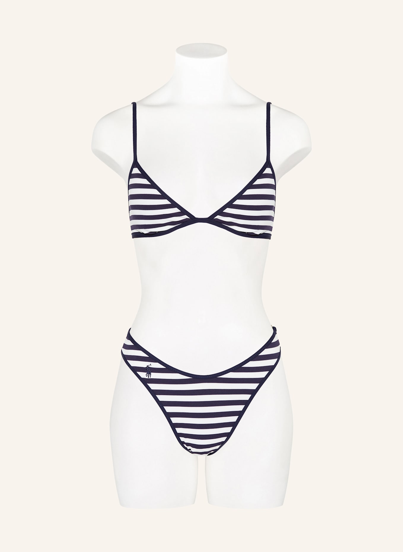 POLO RALPH LAUREN Triangel-Bikini-Top PIQUE STRIPE: DUNKELBLAU / WEISS