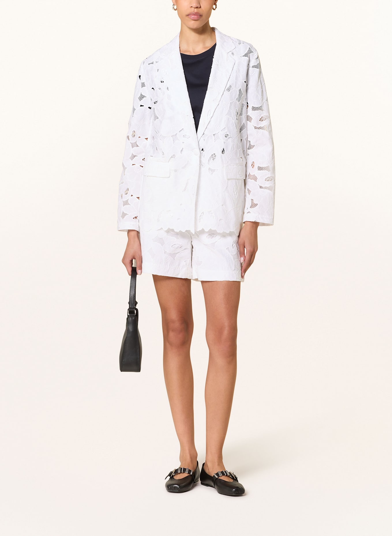 BOSS JONARA blazer in broderie anglaise: WHITE