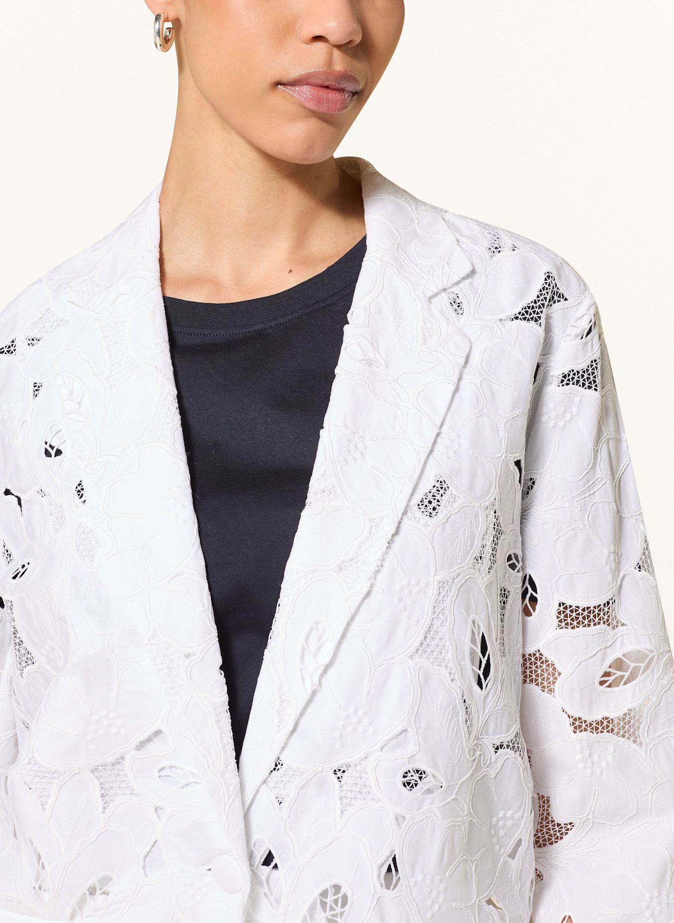 BOSS JONARA blazer in broderie anglaise: WHITE