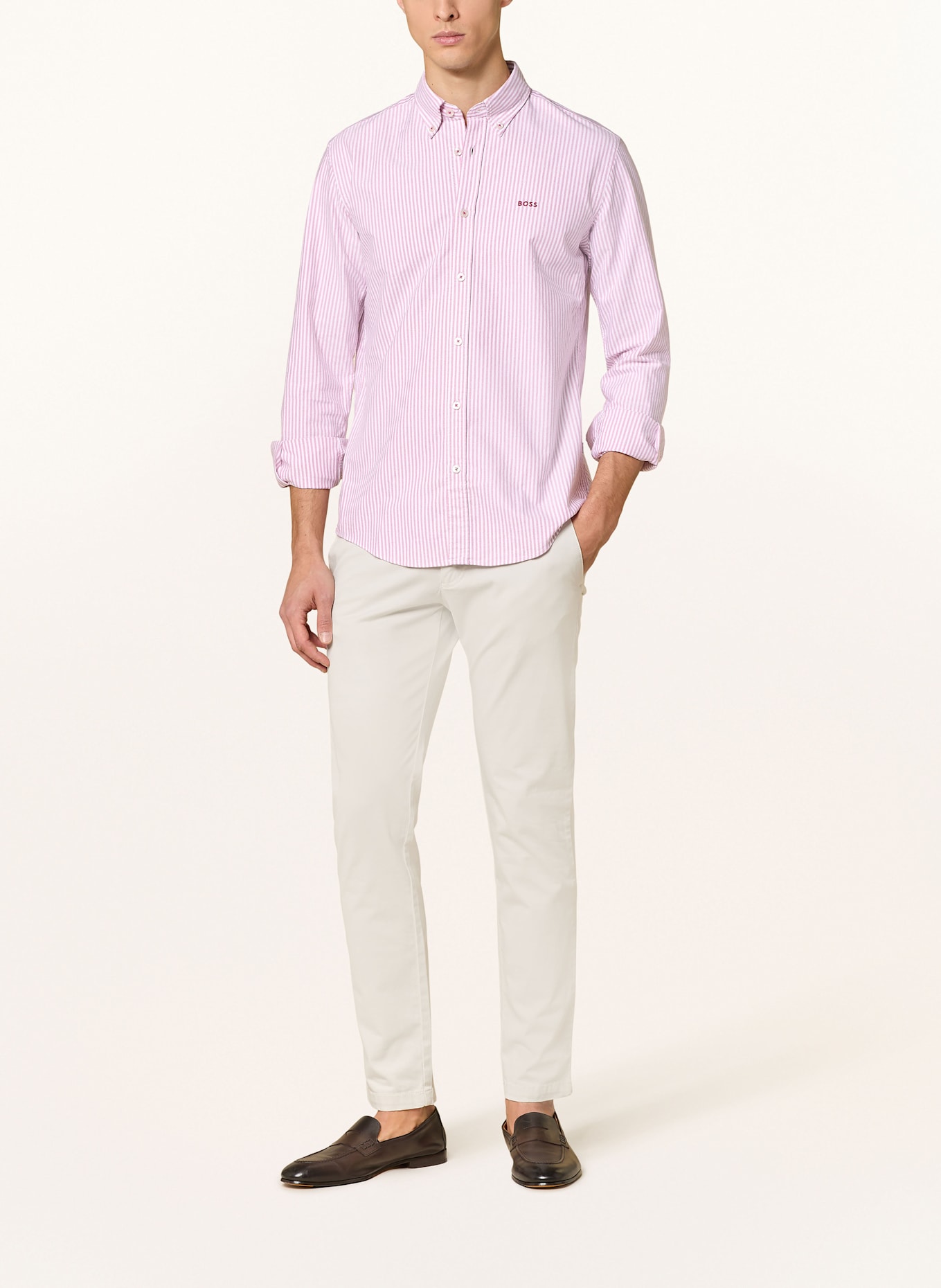 BOSS Shirt ROAN slim fit: PINK / WHITE
