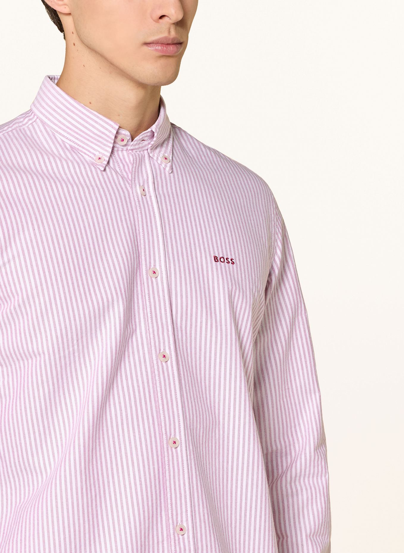 BOSS Shirt ROAN slim fit: PINK / WHITE