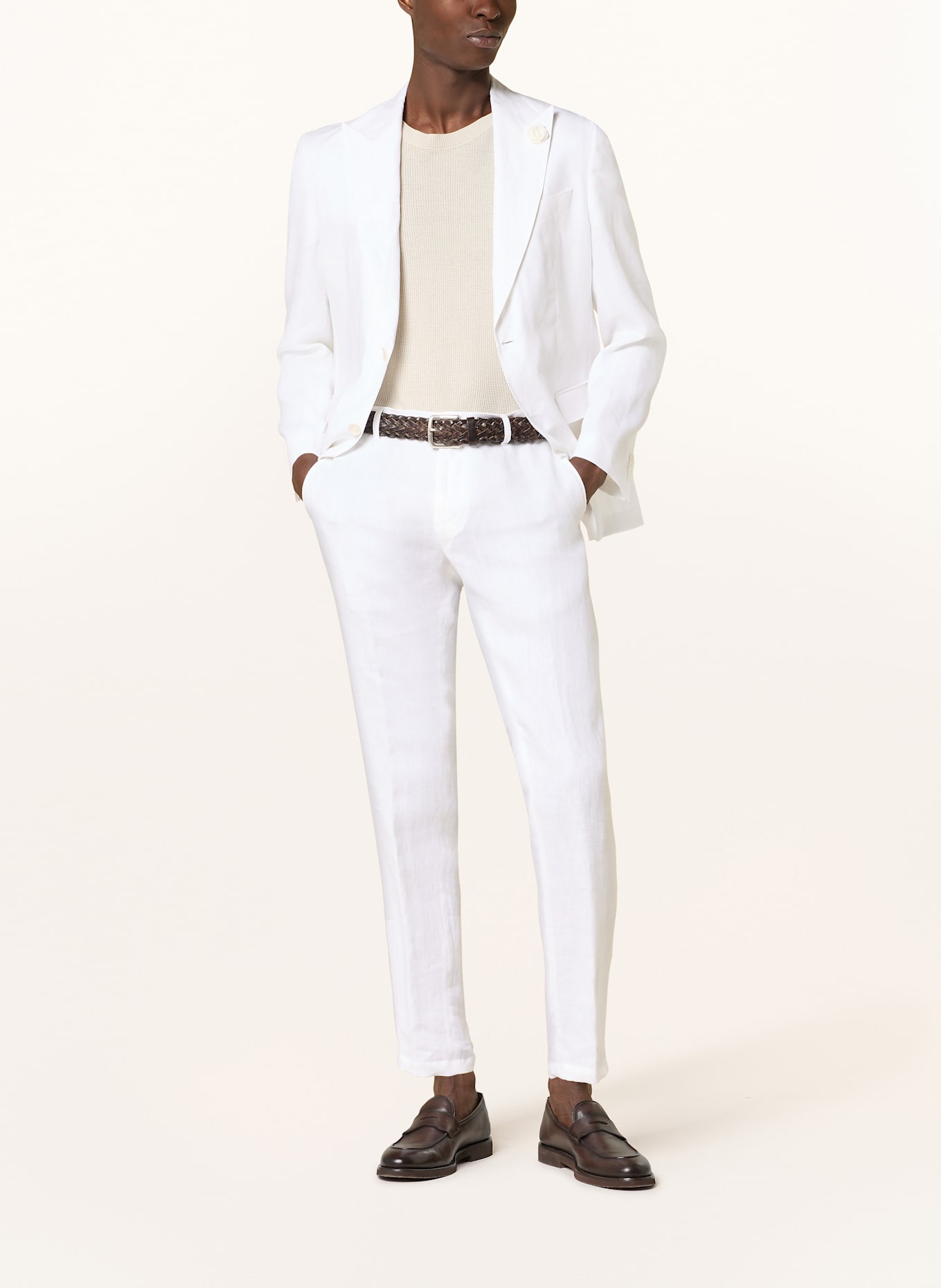 BOSS Anzughose GENIUS Slim Fit aus Leinen: WEISS