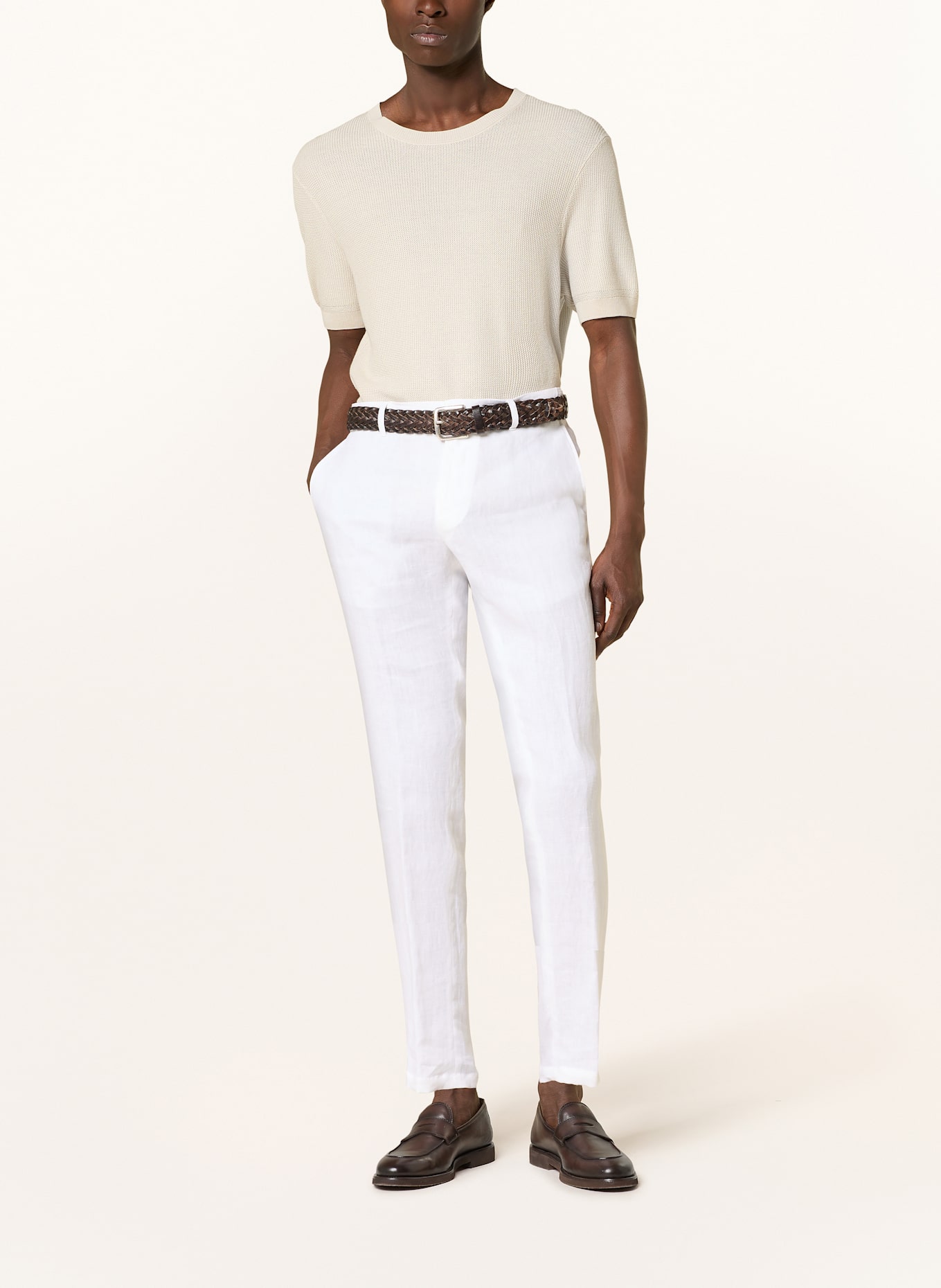 BOSS Anzughose GENIUS Slim Fit aus Leinen: WEISS