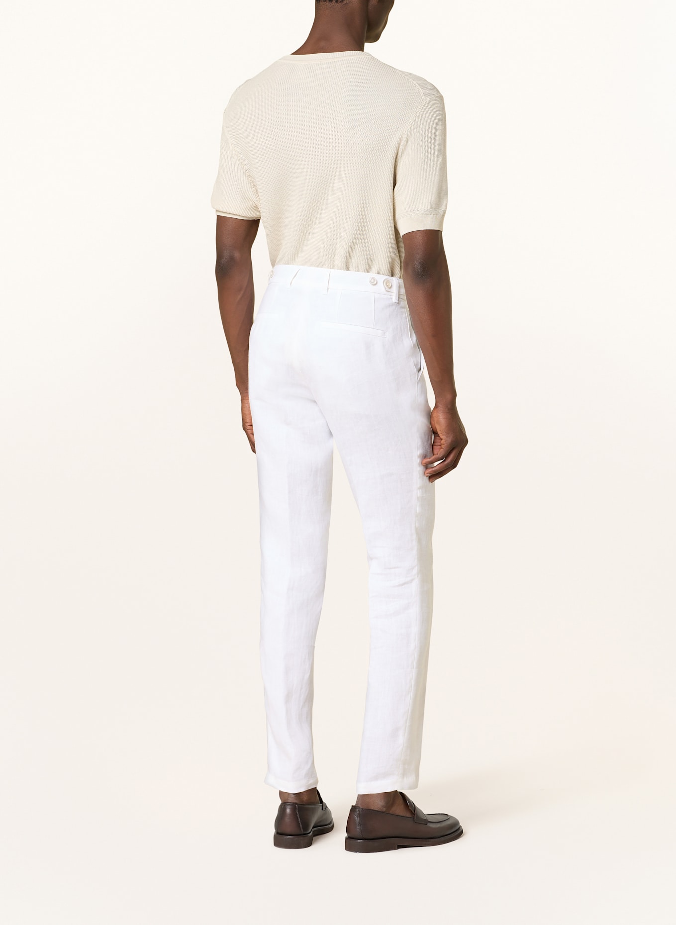 BOSS Anzughose GENIUS Slim Fit aus Leinen: WEISS