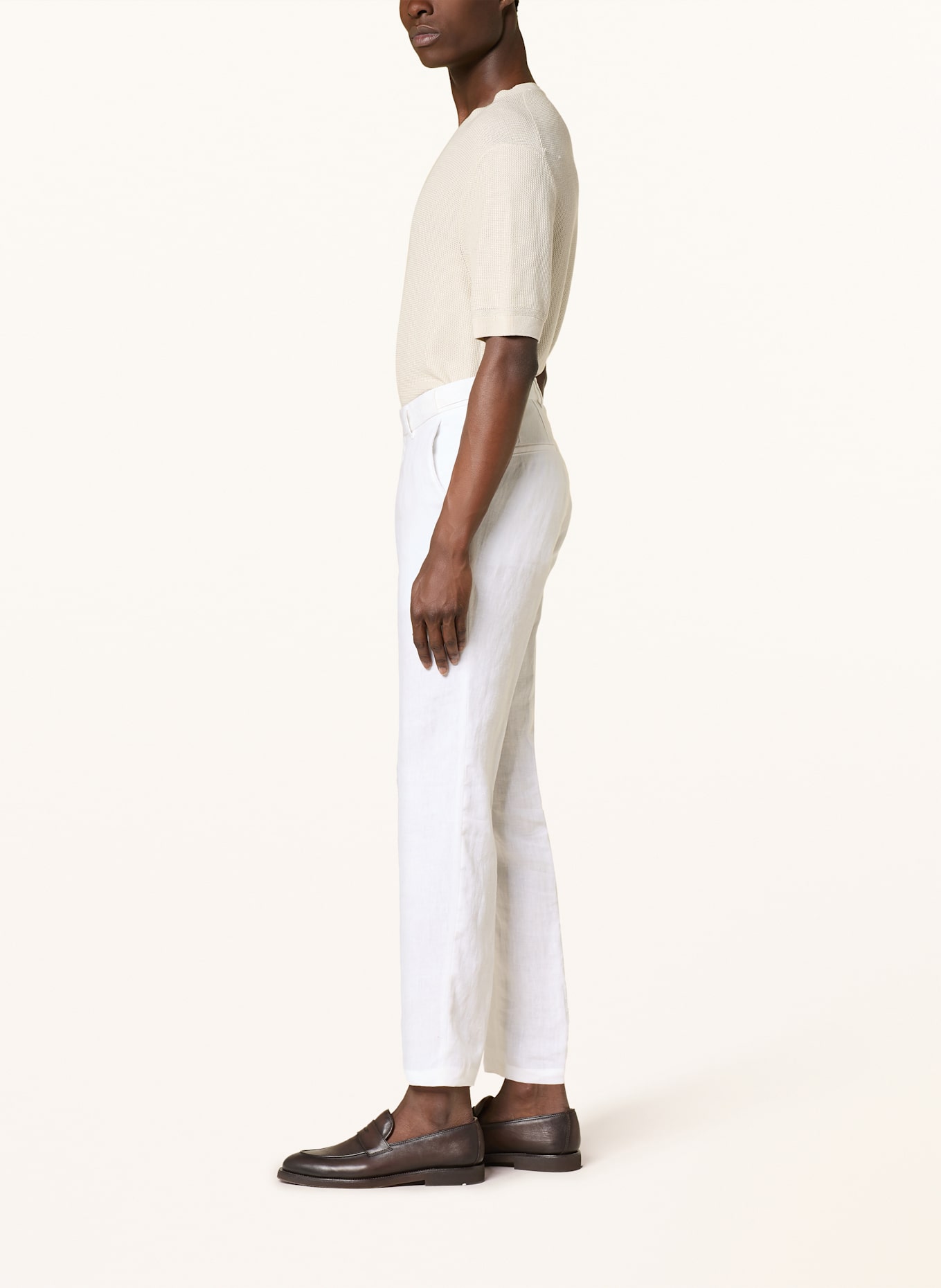 BOSS Anzughose GENIUS Slim Fit aus Leinen: WEISS