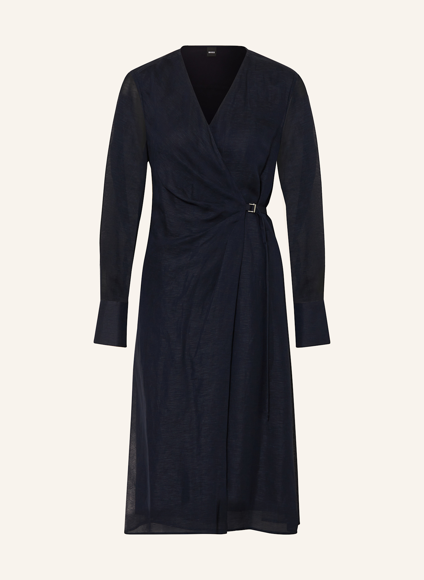 BOSS Wickelkleid DOSALA mit Leinen: DUNKELBLAU