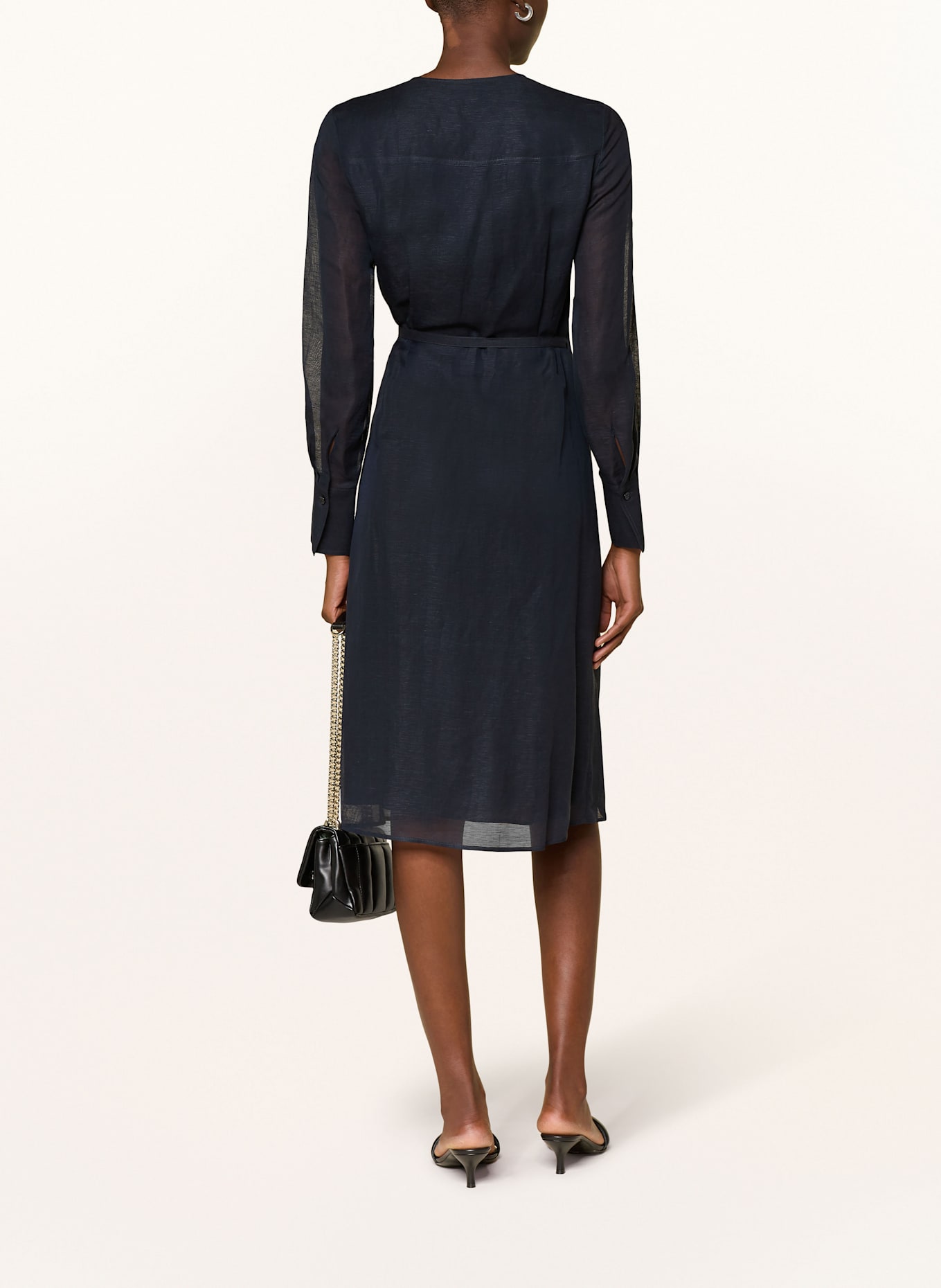 BOSS Wickelkleid DOSALA mit Leinen: DUNKELBLAU