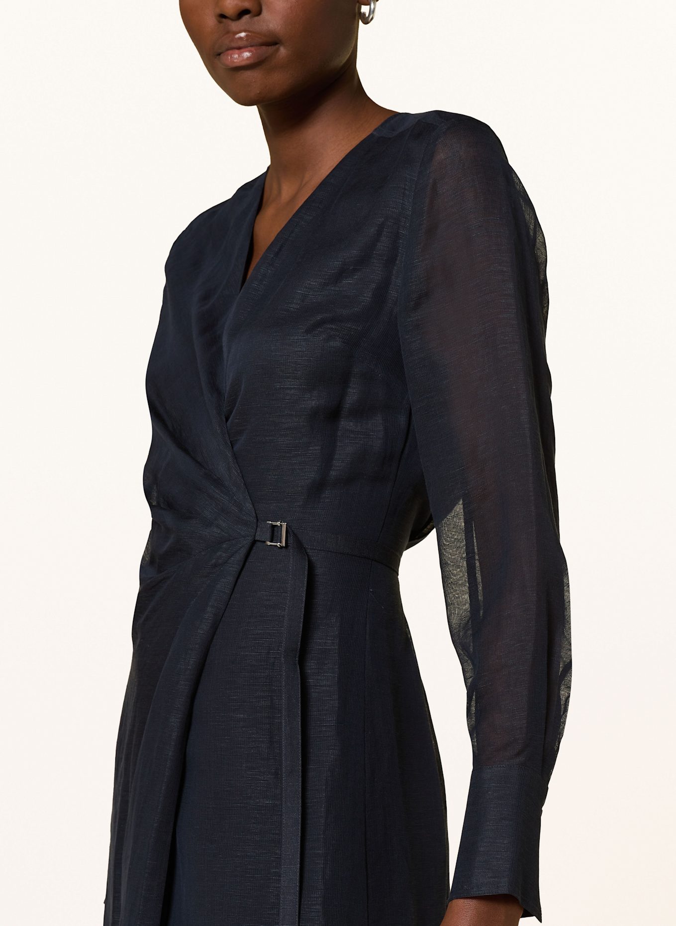 BOSS Wickelkleid DOSALA mit Leinen: DUNKELBLAU