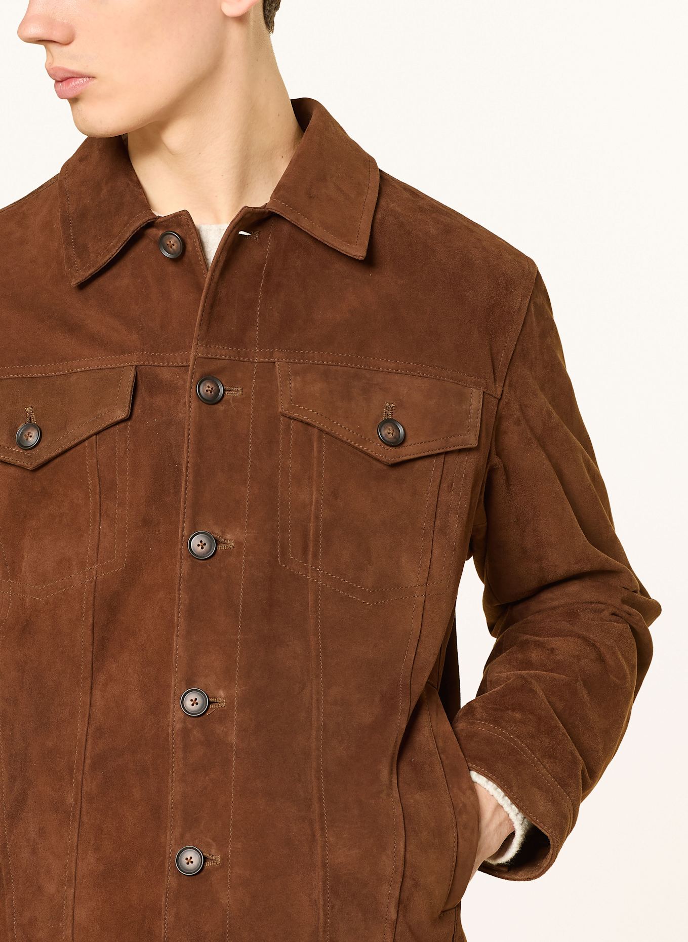 BOSS Lederjacke MERAK: DUNKELBRAUN