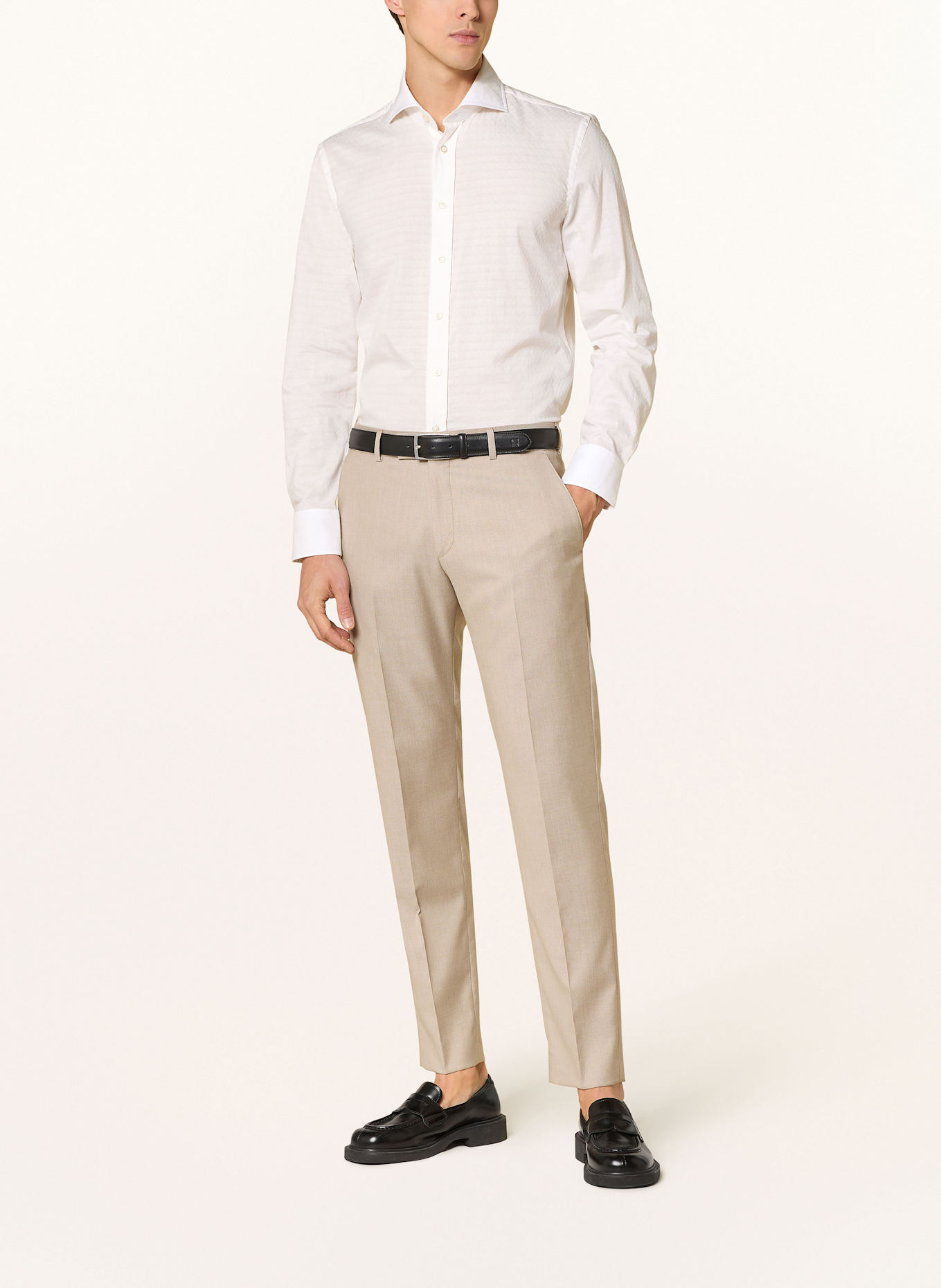BOSS Hemd HANK Slim Fit mit Leinen: HELLORANGE/ WEISS