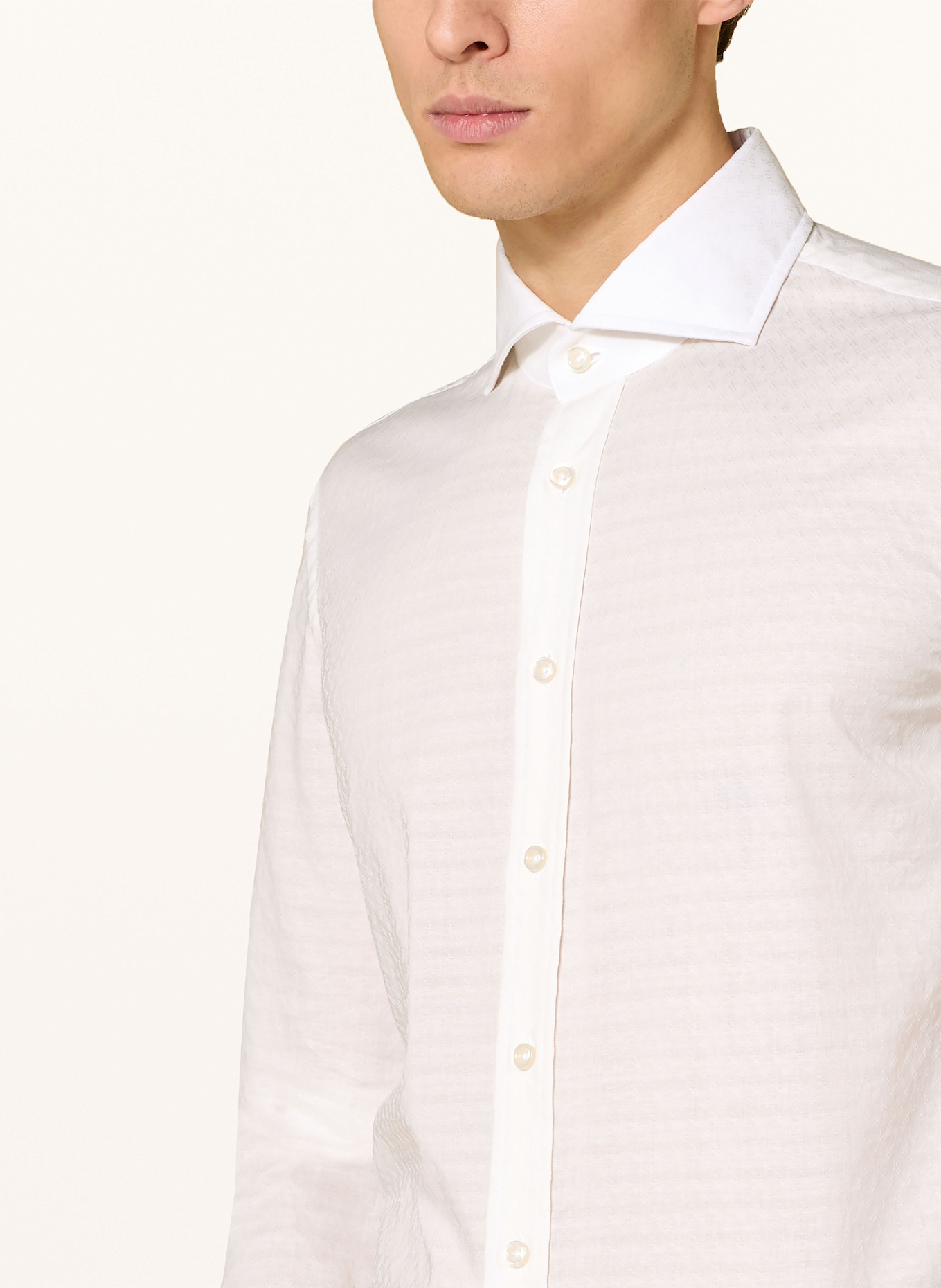 BOSS Hemd HANK Slim Fit mit Leinen: HELLORANGE/ WEISS