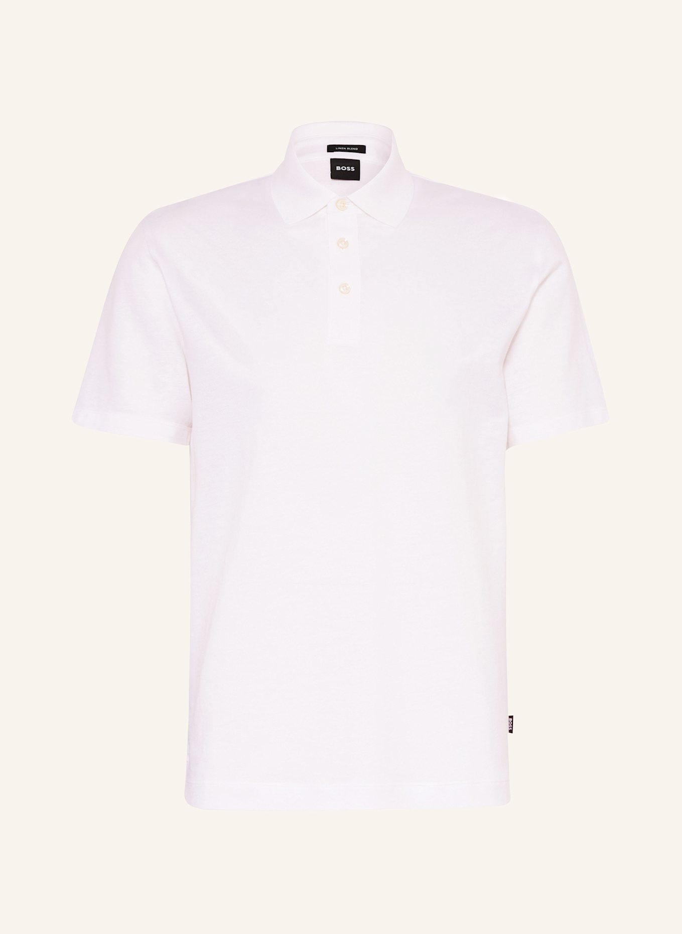 BOSS Piqué-Poloshirt PRESS mit Leinen: WEISS