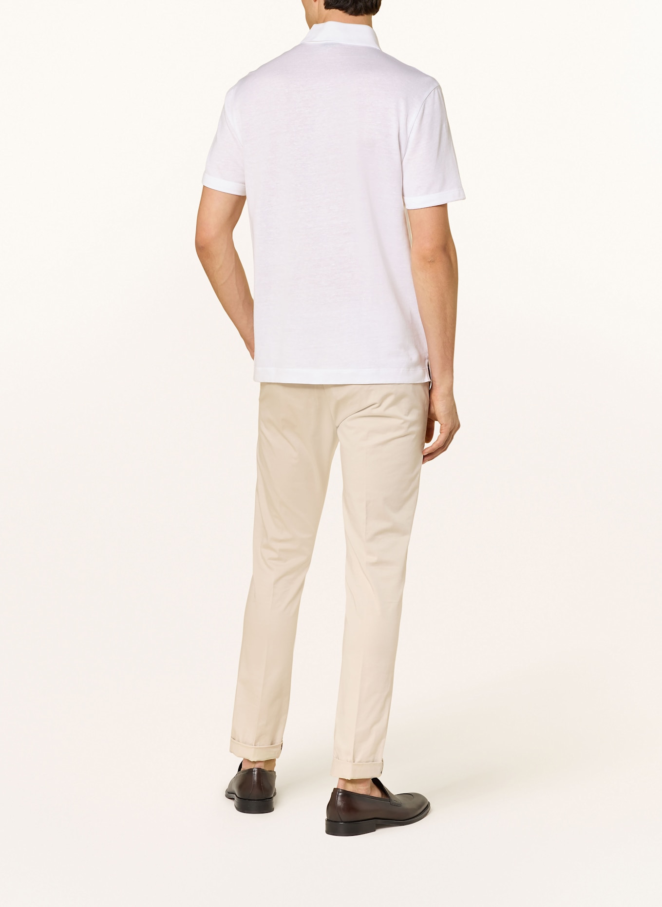 BOSS Piqué-Poloshirt PRESS mit Leinen: WEISS