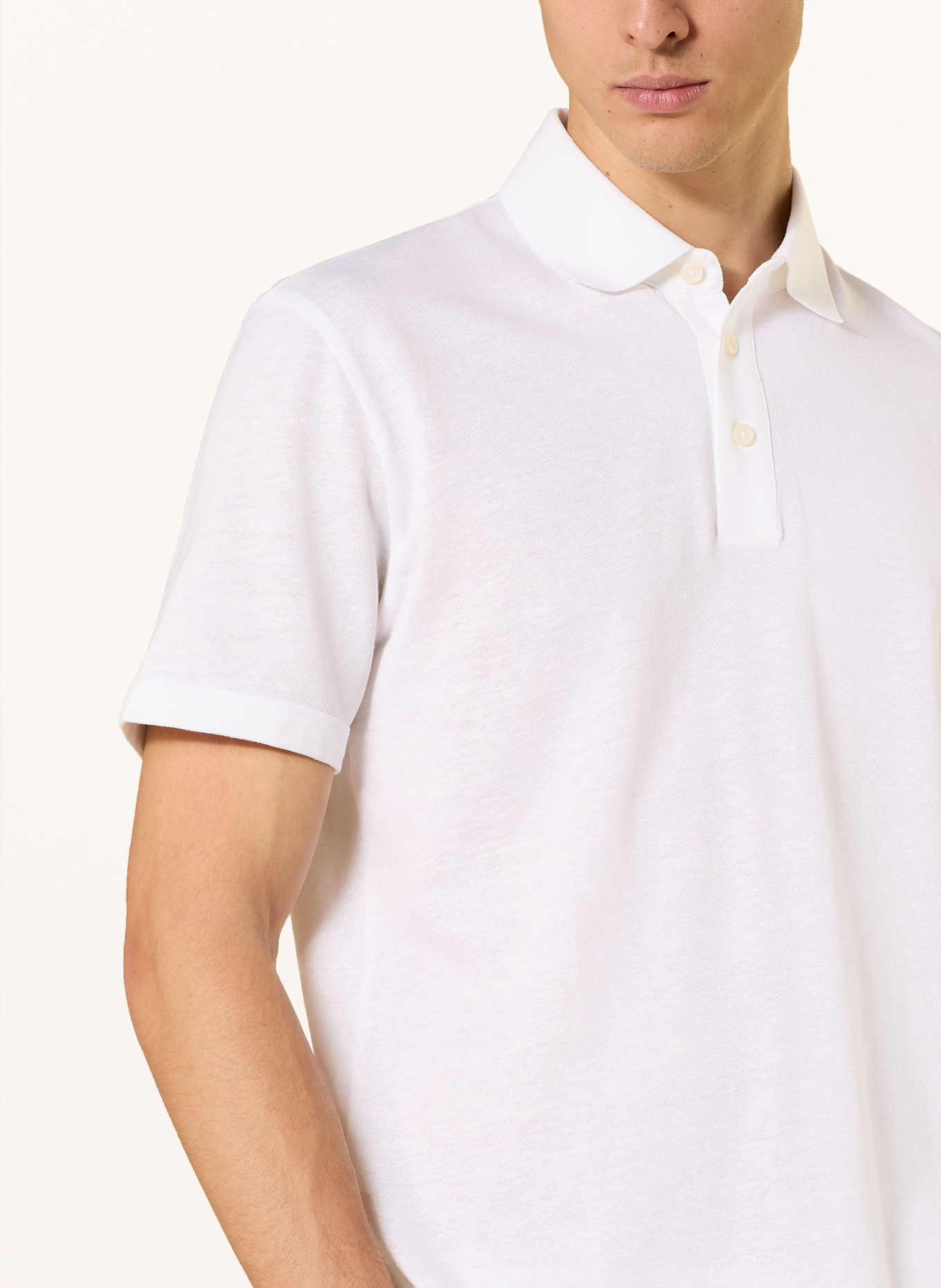 BOSS Piqué-Poloshirt PRESS mit Leinen: WEISS