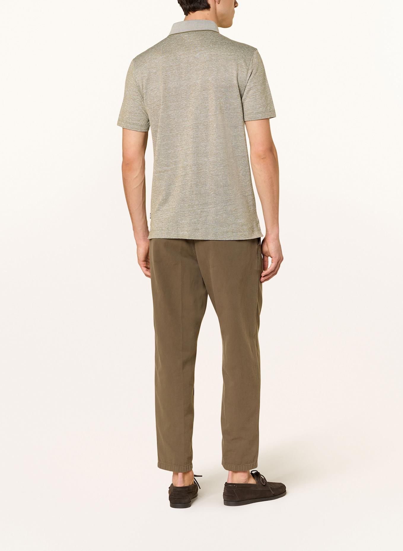 BOSS Polokošile z piké PRESS se lnem: KHAKI