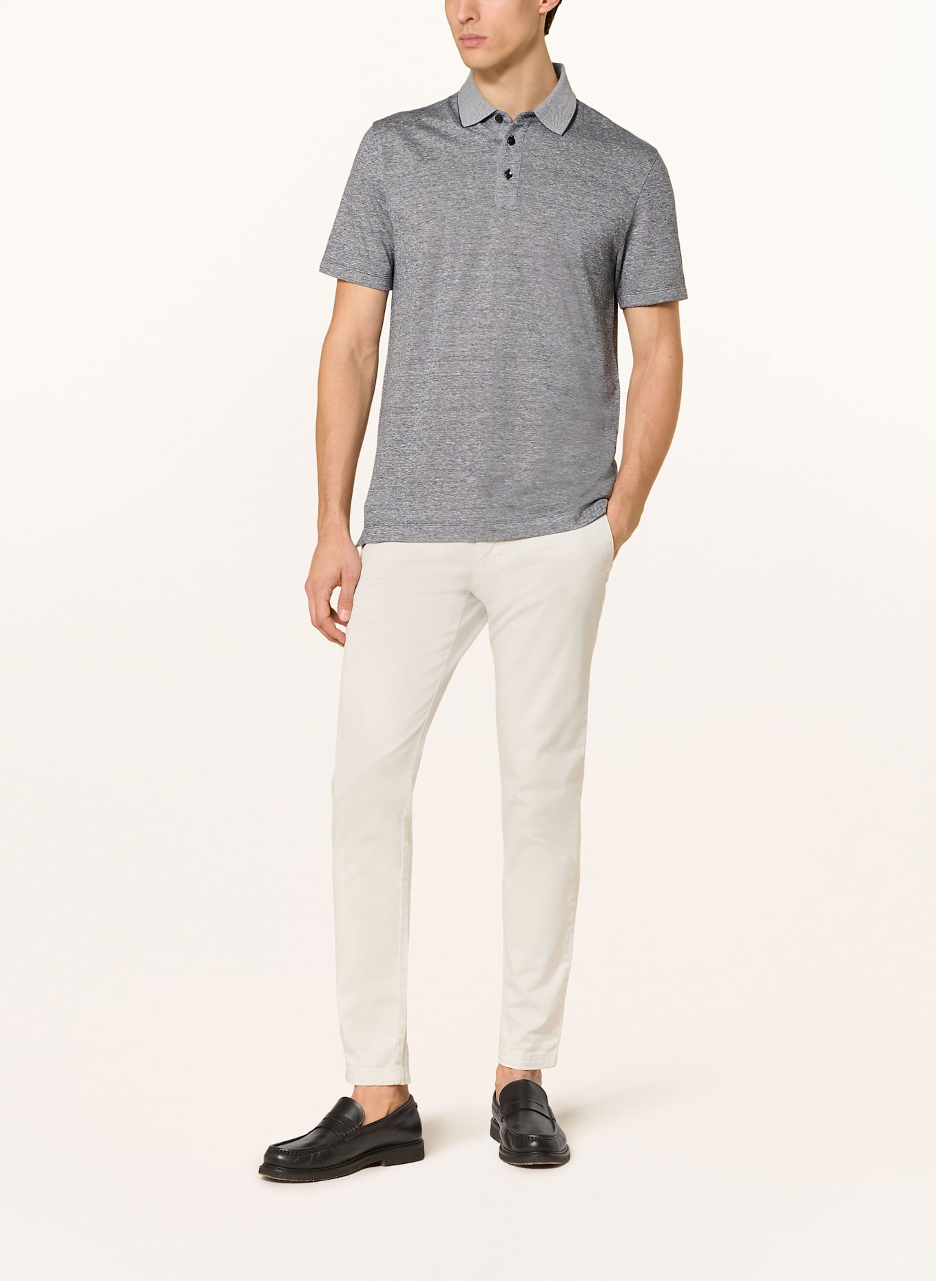 BOSS Piqué-Poloshirt PRESS mit Leinen: BLAU