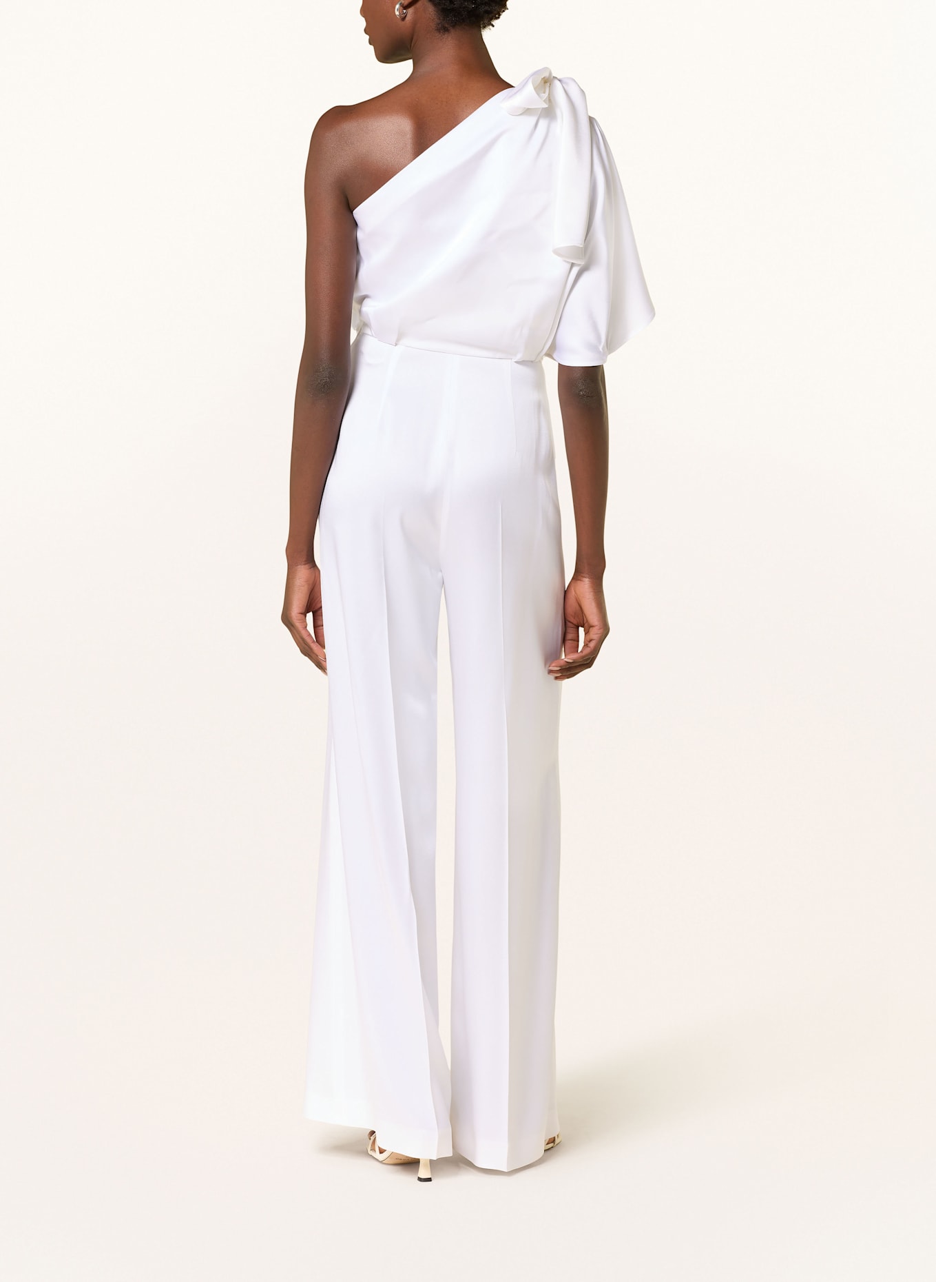BOSS One-Shoulder-Jumpsuit DEIANA mit Volants und Schluppe: WEISS