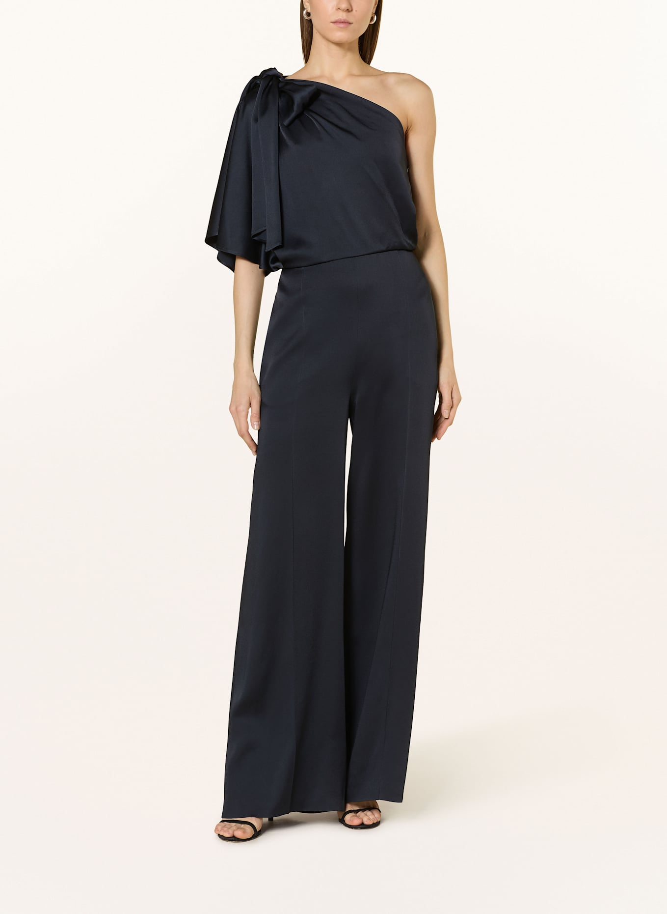BOSS One-Shoulder-Jumpsuit DEIANA mit Volants und Schluppe: DUNKELBLAU