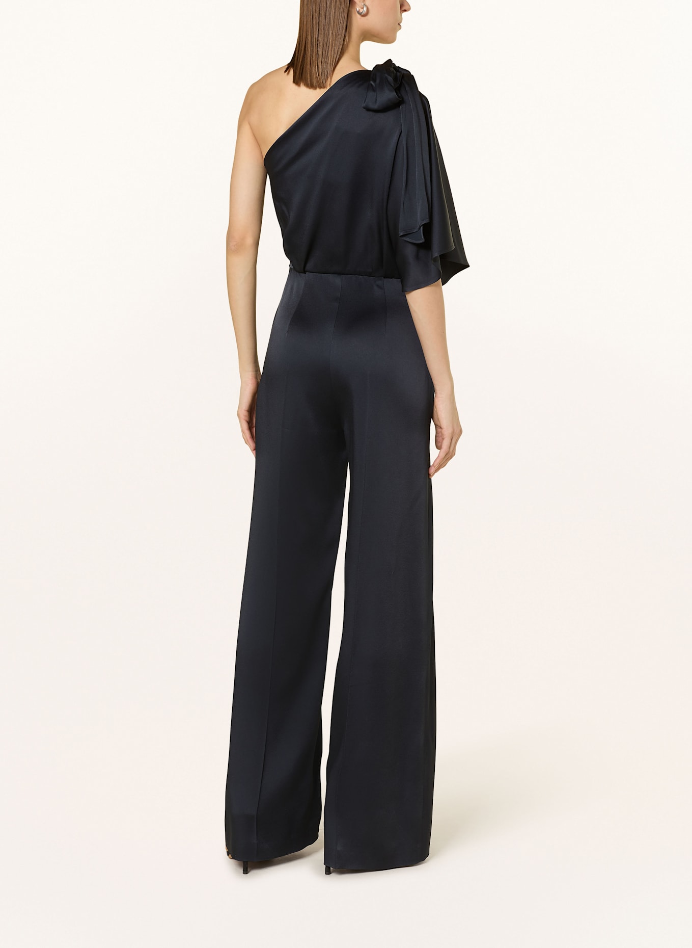 BOSS One-Shoulder-Jumpsuit DEIANA mit Volants und Schluppe: DUNKELBLAU