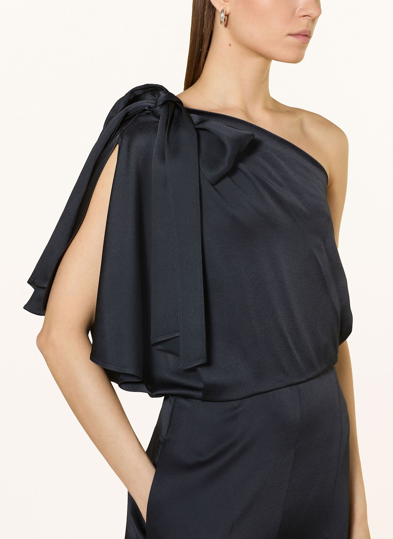 BOSS One-Shoulder-Jumpsuit DEIANA mit Volants und Schluppe: DUNKELBLAU