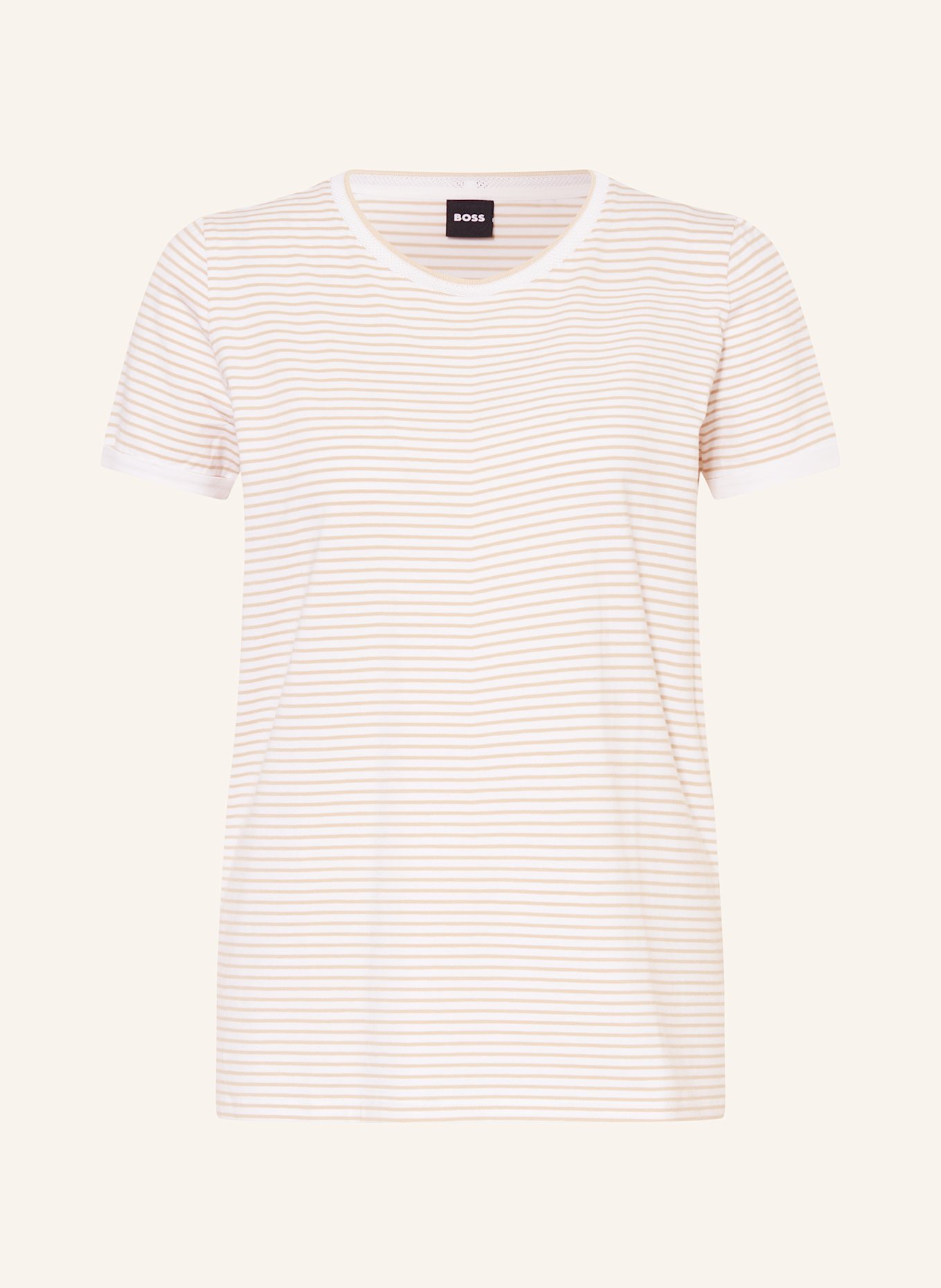 BOSS T-shirt EMASA: BEIGE / WHITE