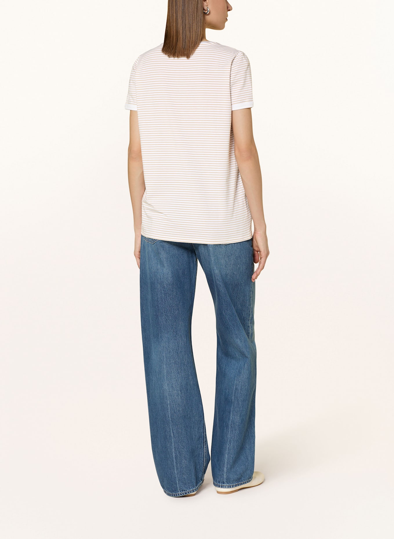 BOSS T-shirt EMASA: BEIGE / WHITE