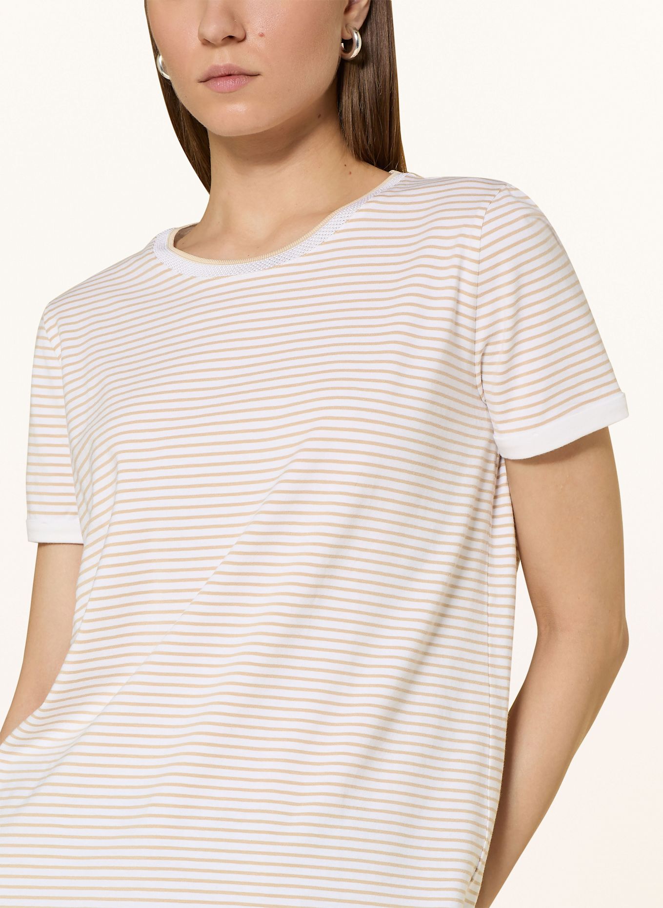 BOSS T-shirt EMASA: BEIGE / WHITE