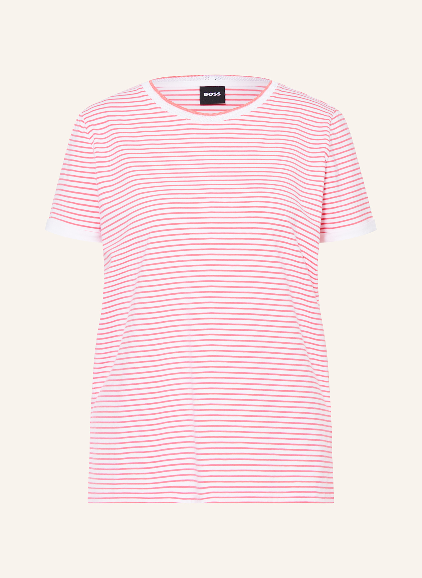 BOSS T-shirt EMASA: PINK / WHITE